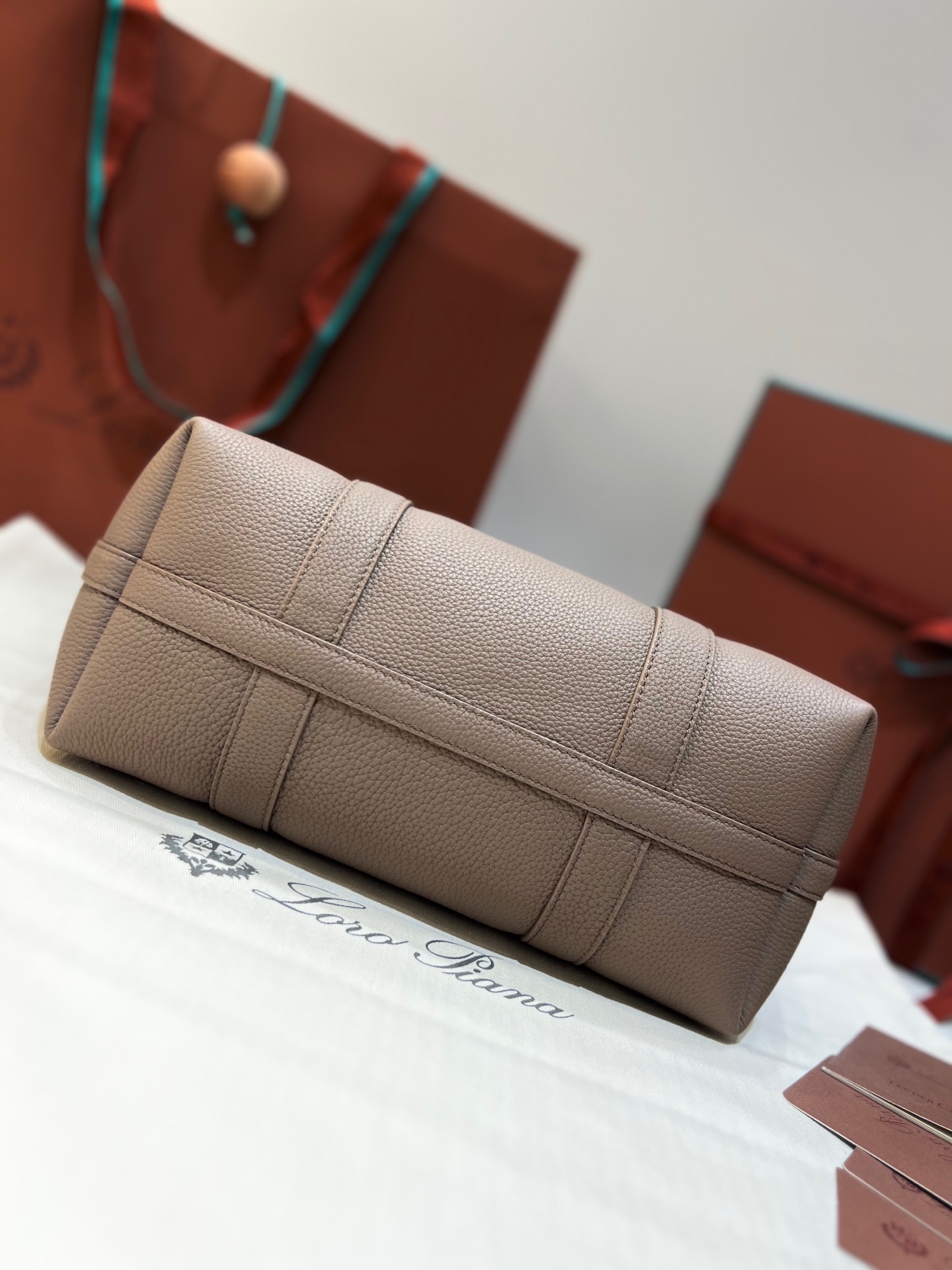 Loro Piana Ghiera Large Leather Shopper In Brown