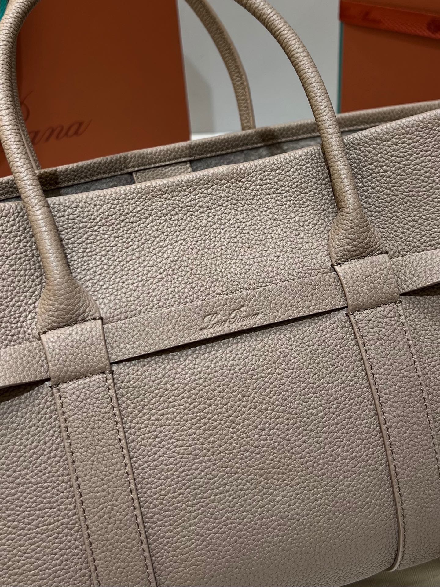Loro Piana Ghiera Large Leather Shopper In Brown