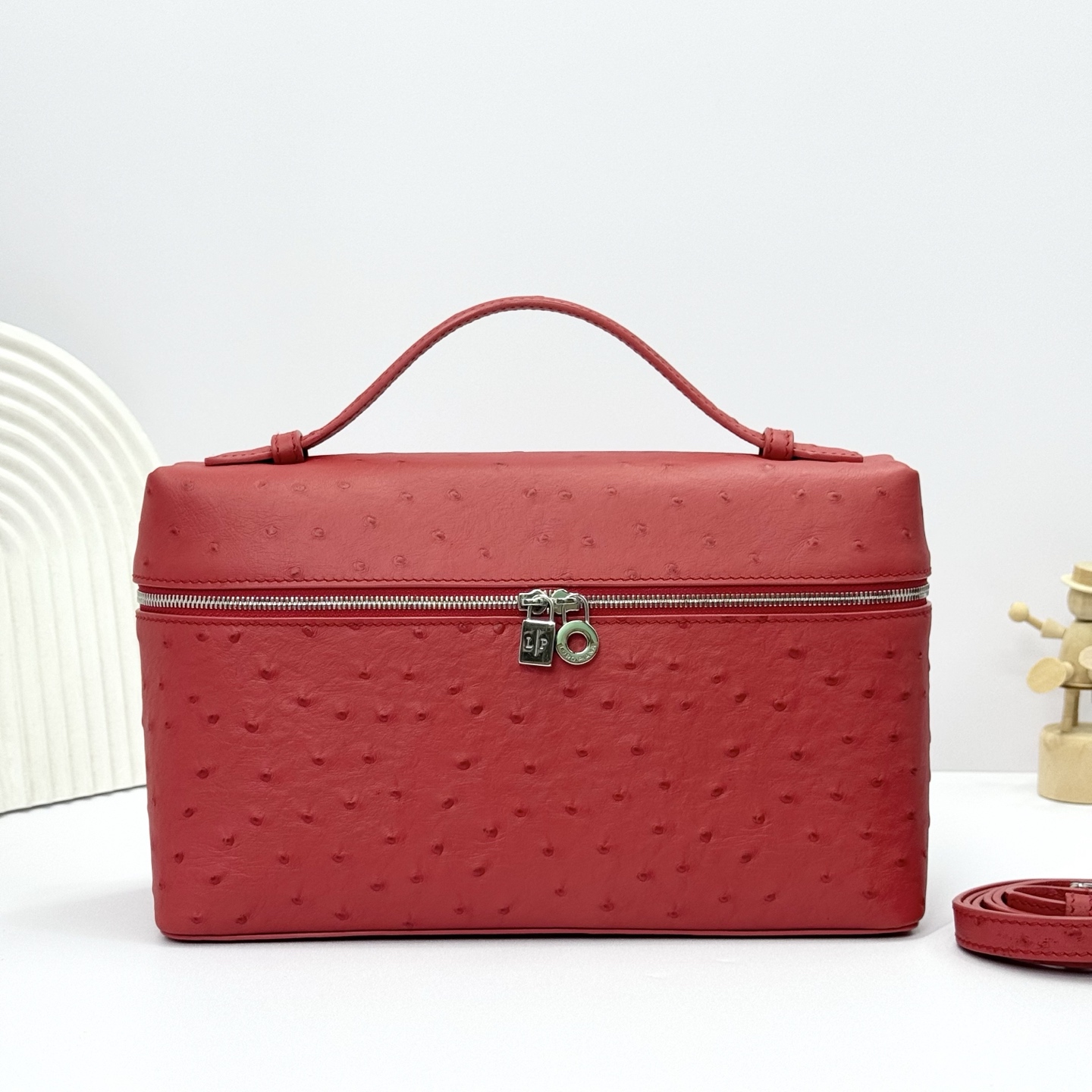 Loro Piana Extra Pocket L19 Pouch red Ostrich Gold
