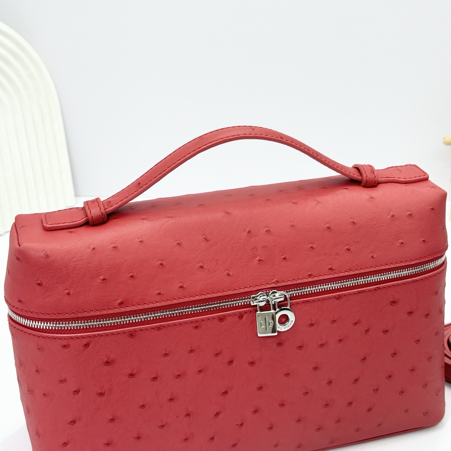 Loro Piana Extra Pocket L19 Pouch red Ostrich Gold