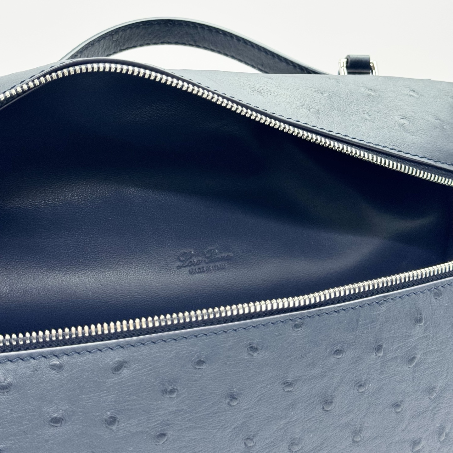 Loro Piana Ostrich Extra Pocket L19 Pouch - Blue Handle Bags,