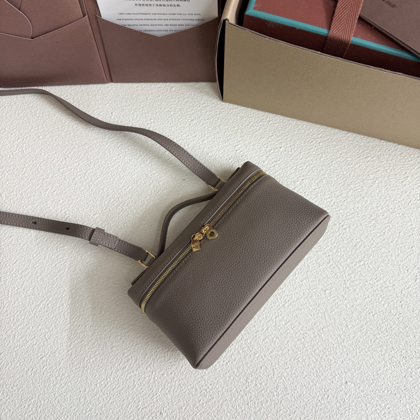 Extra pocket leather handbag Loro Piana Grey in Leather