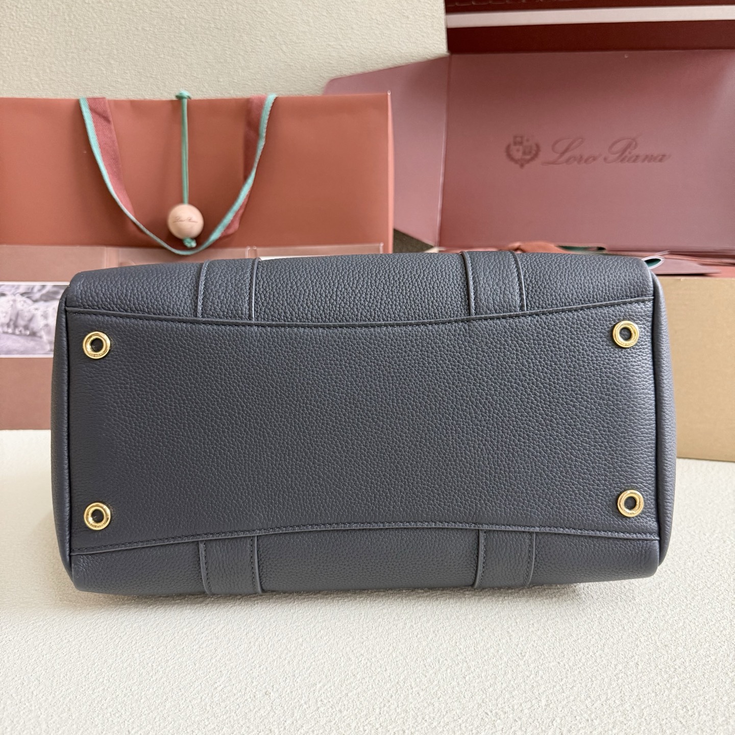Loro Piana Loom bag L32 Grained Calfskin Navy Blue | Loro Piana US