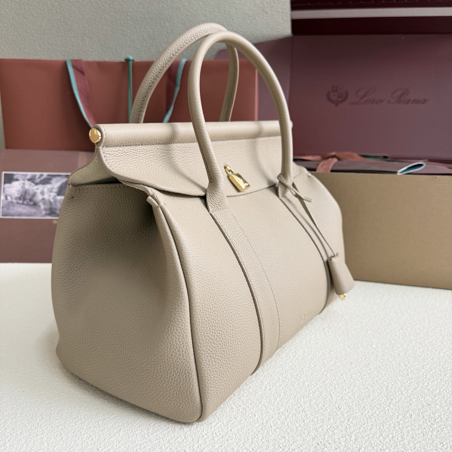 Loro Piana Loom bag L32 Grained Calfskin Creamed Honey/Sun Gold | Lor Loro Piana02889
