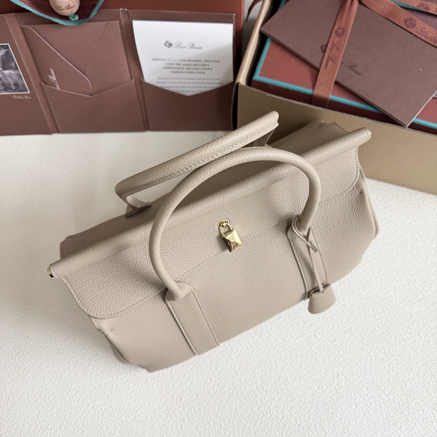 Loro Piana Loom bag L32 Grained Calfskin Creamed Honey/Sun Gold | Lor Loro Piana02889