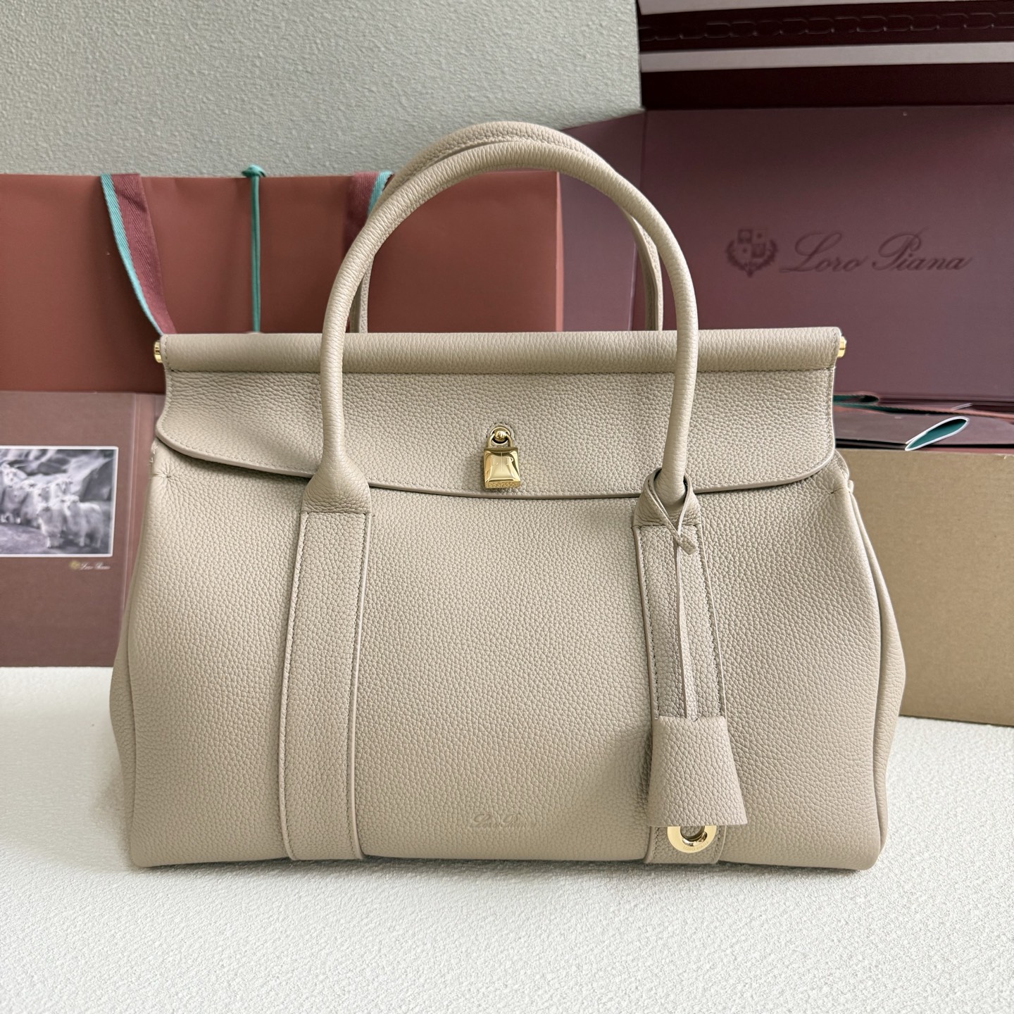 Loro Piana Loom bag L32 Grained Calfskin Creamed Honey/Sun Gold | Lor Loro Piana02889