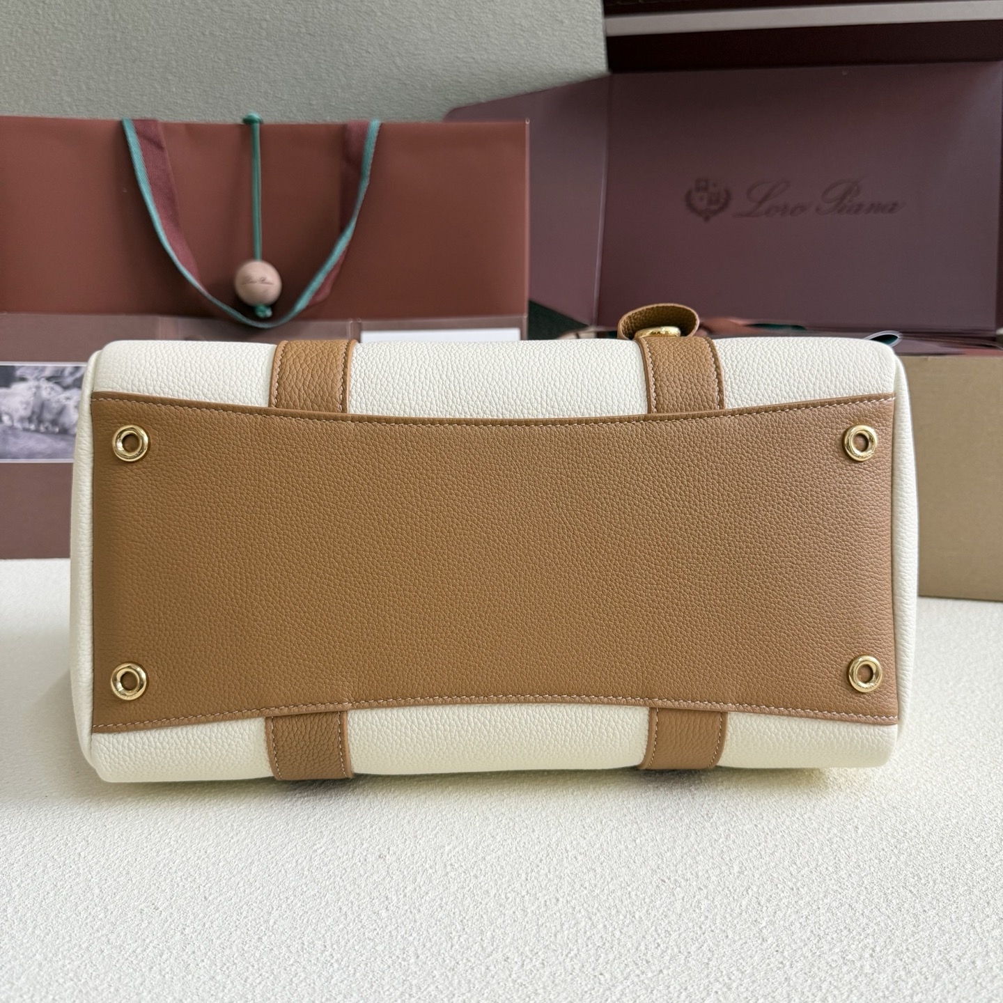 Loro Piana Loom bag L25 Cotton, Calfskin Nougat/Warm Tan/Sun Gold |