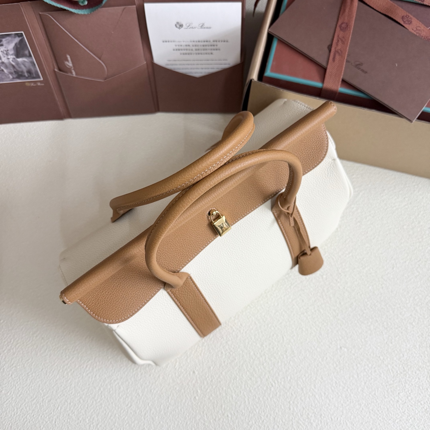 Loro Piana Loom bag L25 Cotton, Calfskin Nougat/Warm Tan/Sun Gold |