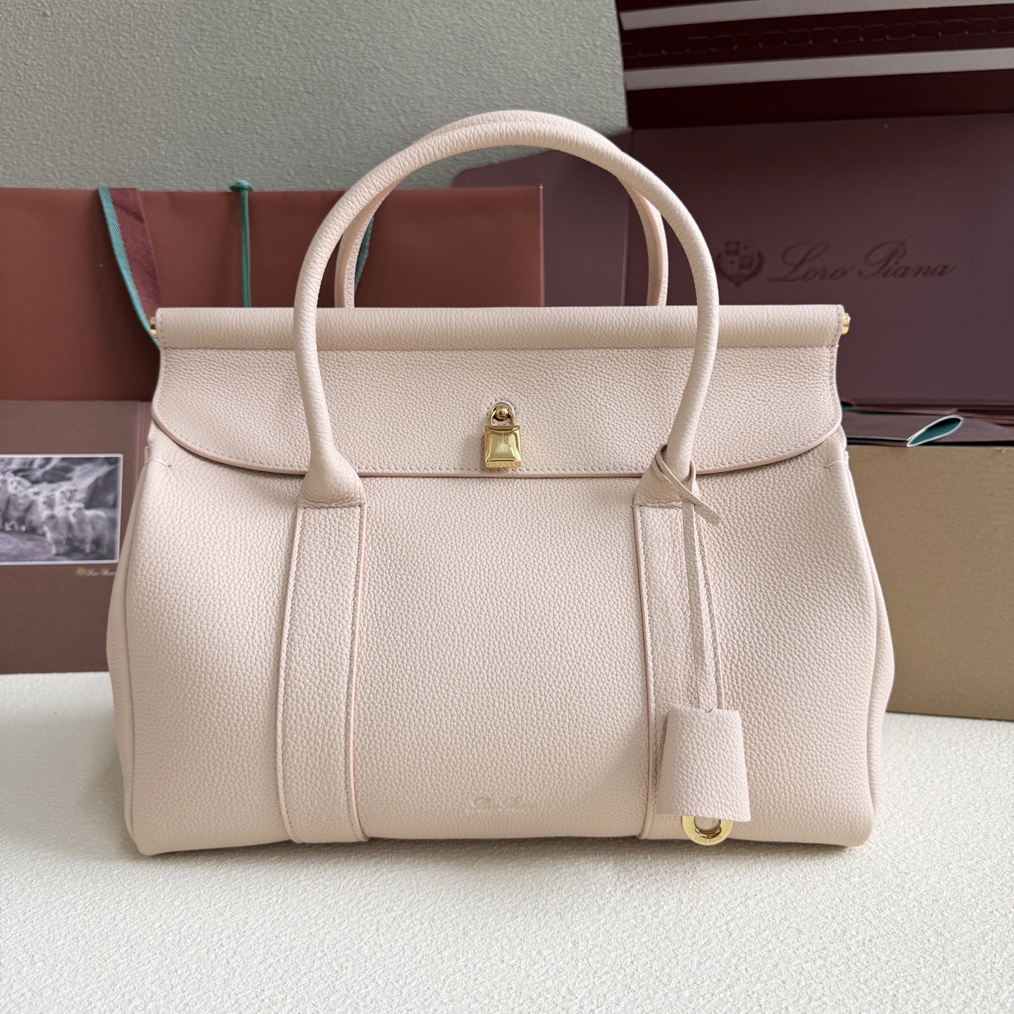 Loro Piana Loom bag L32 Grained Calfskin Creamed Honey/Sun Gold