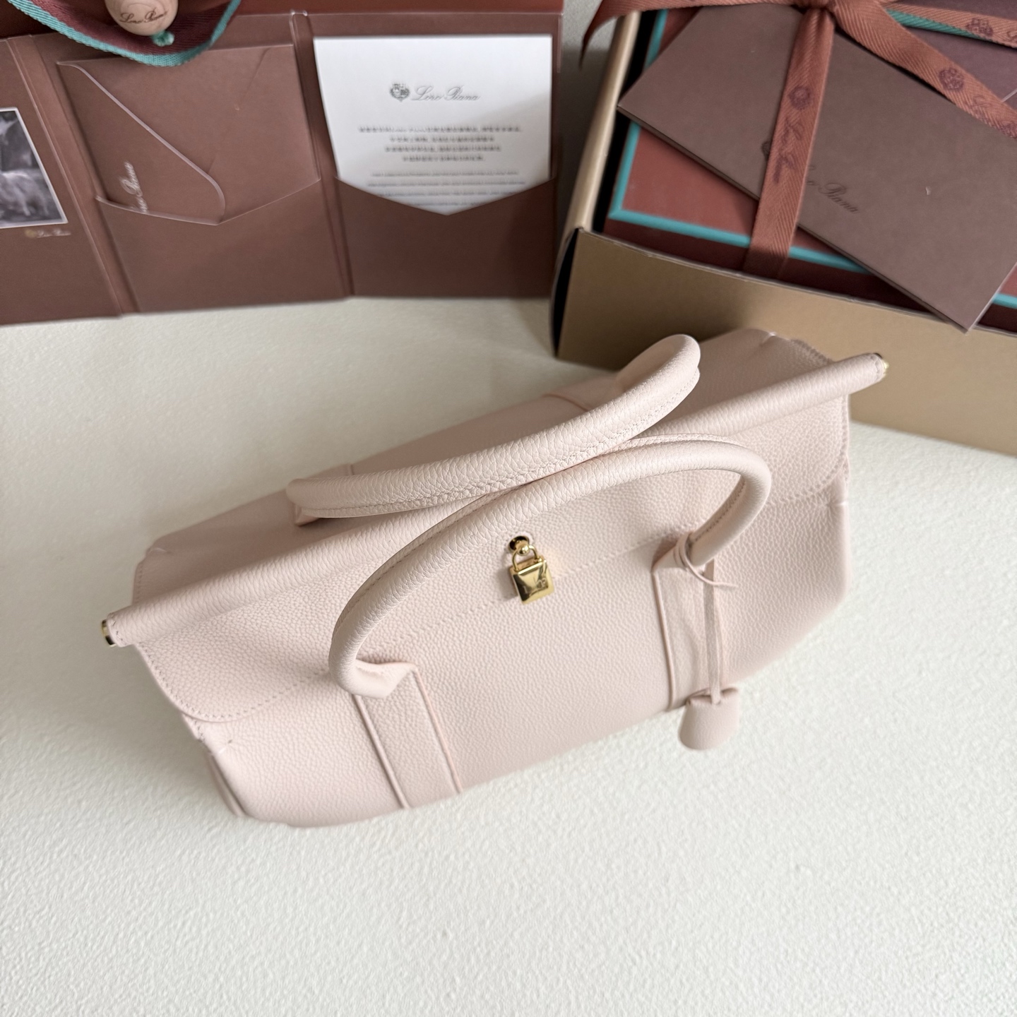 Loro Piana Loom bag L32 Grained Calfskin Creamed Honey/Sun Gold