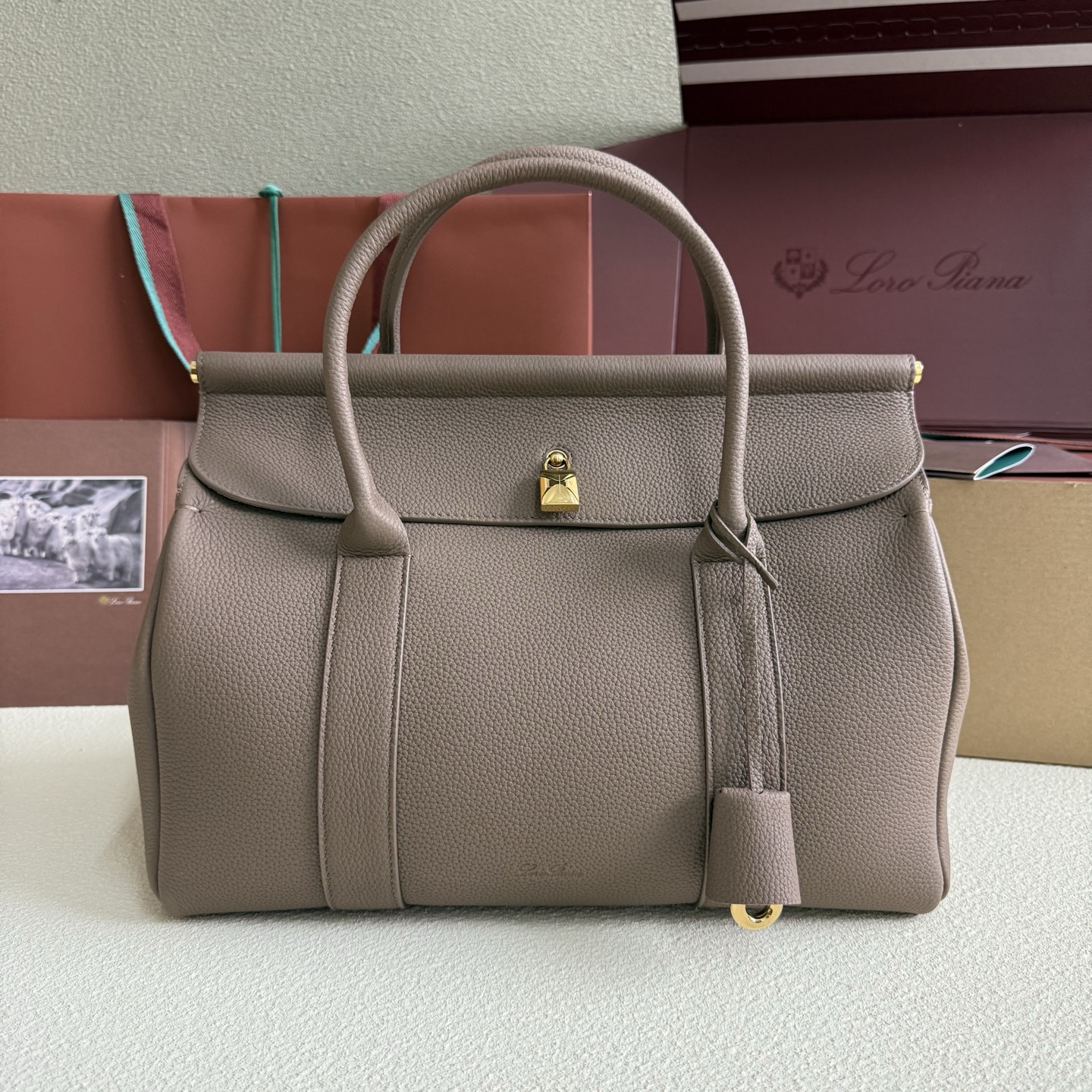 Loro Piana Leather Loom – Brown Handle Bags, Handbags