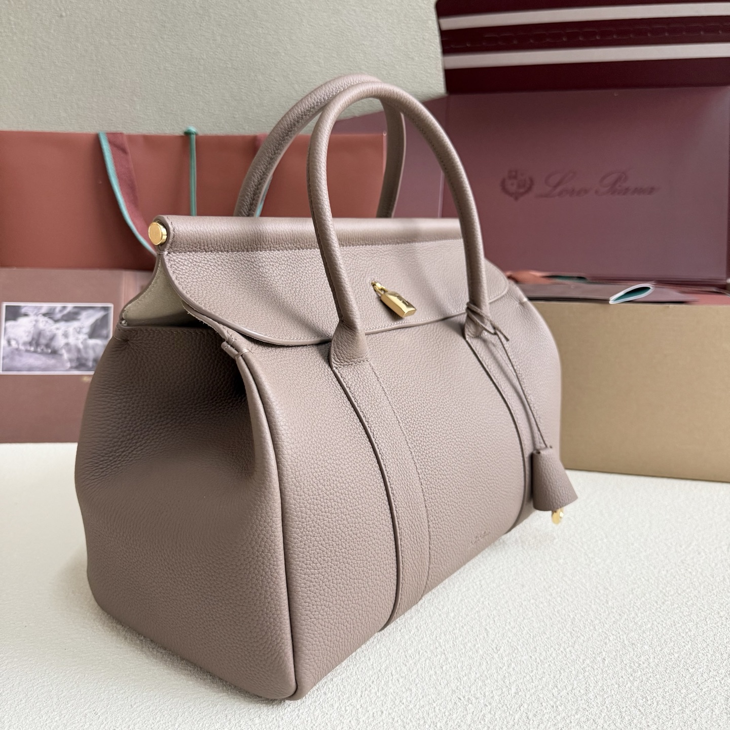 Loro Piana Leather Loom - Brown Handle Bags, Handbags