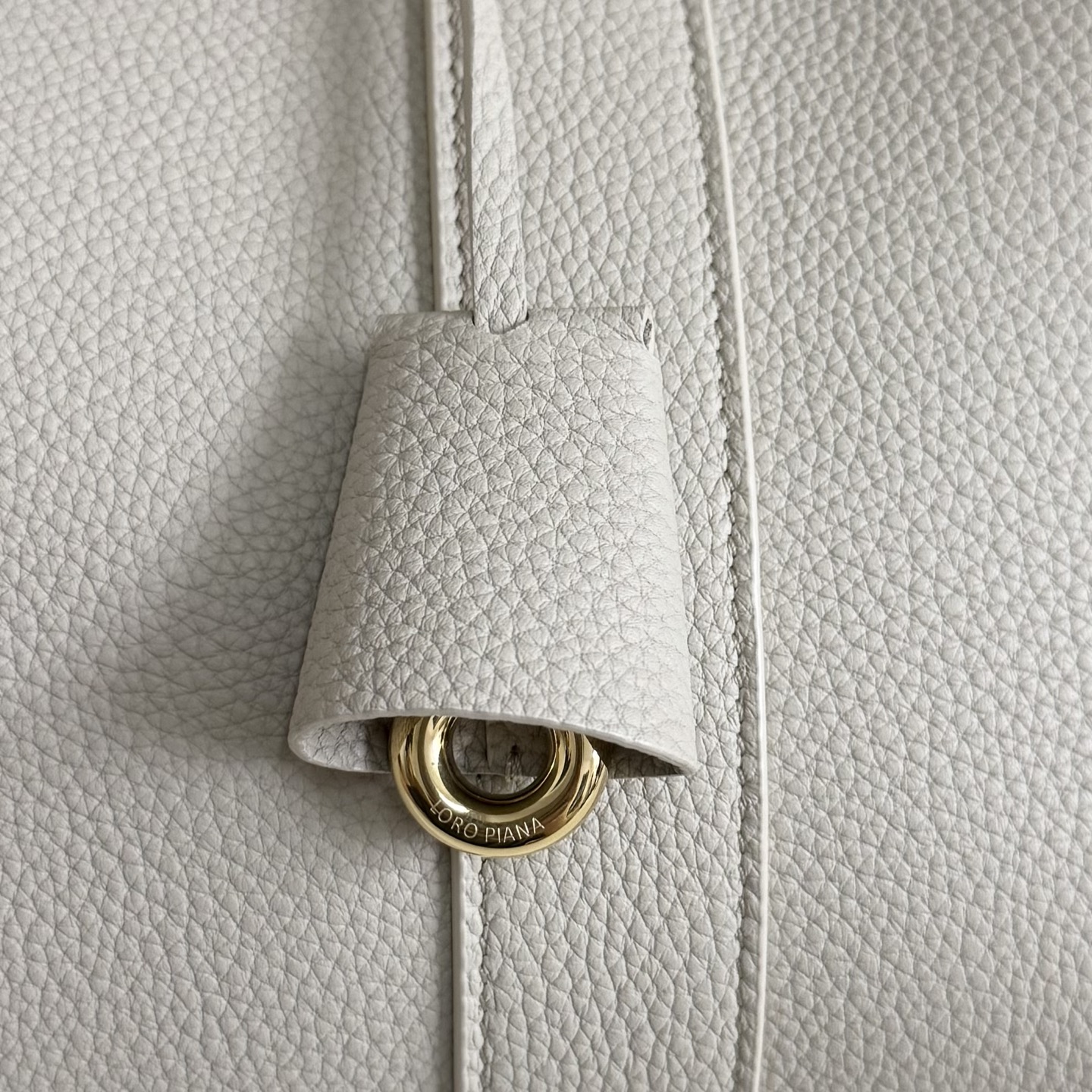 Loro Piana Loom bag L32 Grained Calfskin Light Travertine/Sun Gold | Loro