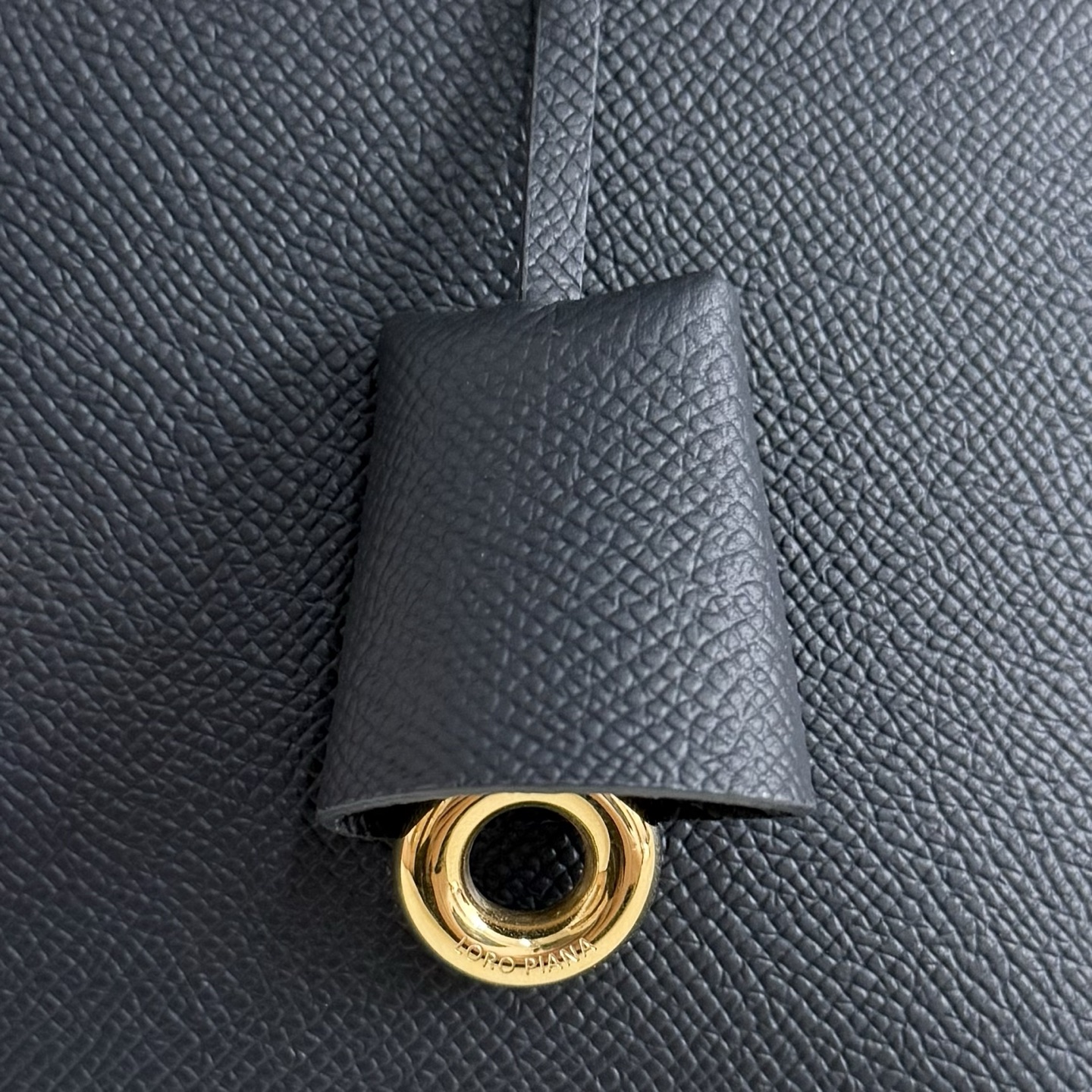 Loro Piana Extra Bag L27 Ostrich Leather Black/Sun Gold | Loro Piana JP