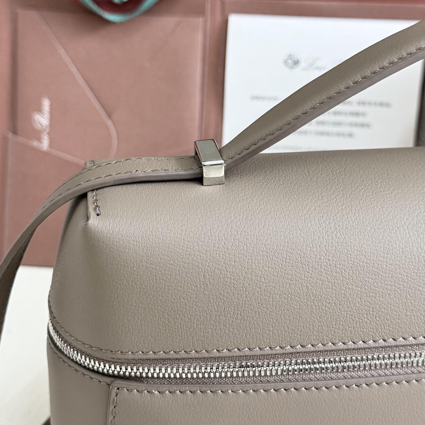 Loro Piana Warm Mastic Grey Leather Extra Bag L27 Loro Piana02999