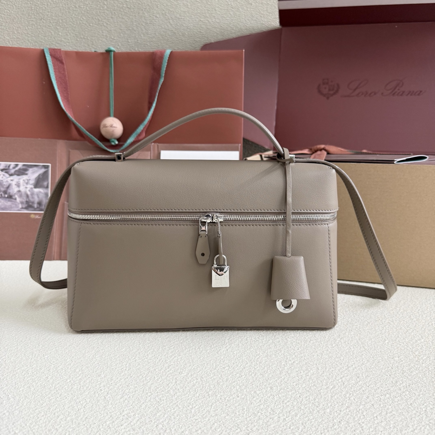 Loro Piana Warm Mastic Grey Leather Extra Bag L27 Loro Piana02999