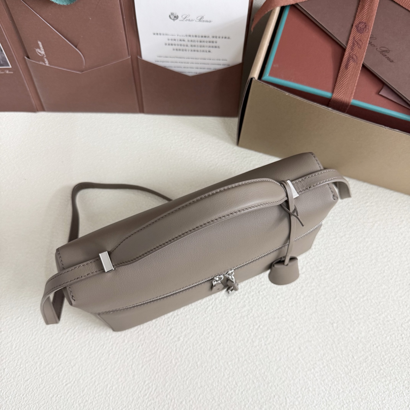 Loro Piana Warm Mastic Grey Leather Extra Bag L27 Loro Piana02999