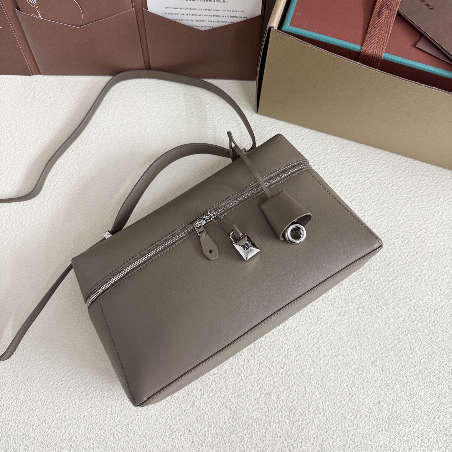 Loro Piana Warm Mastic Grey Leather Extra Bag L27 Loro Piana02999