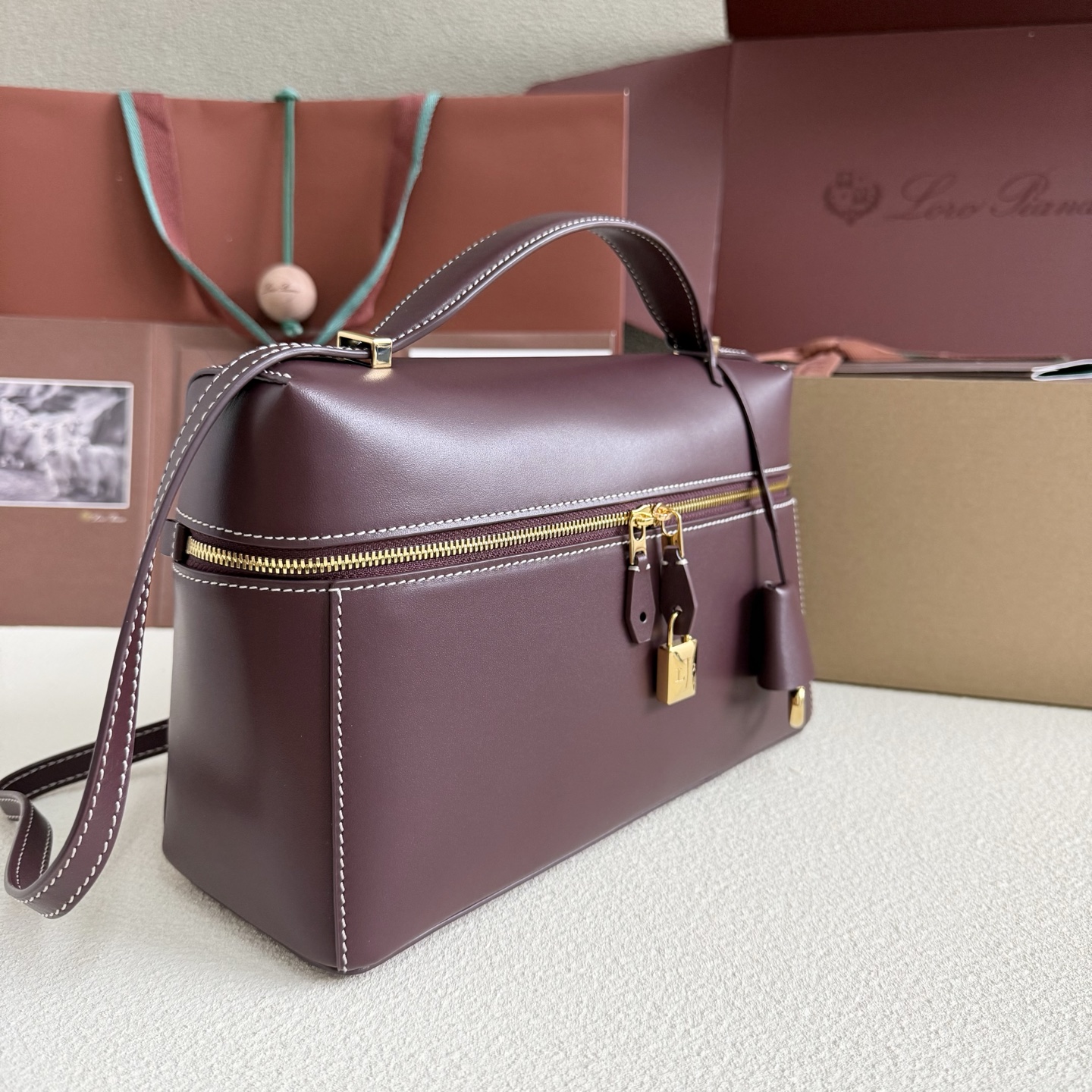 Extra bag L27 leather shoulder bag in brown - Loro Piana
