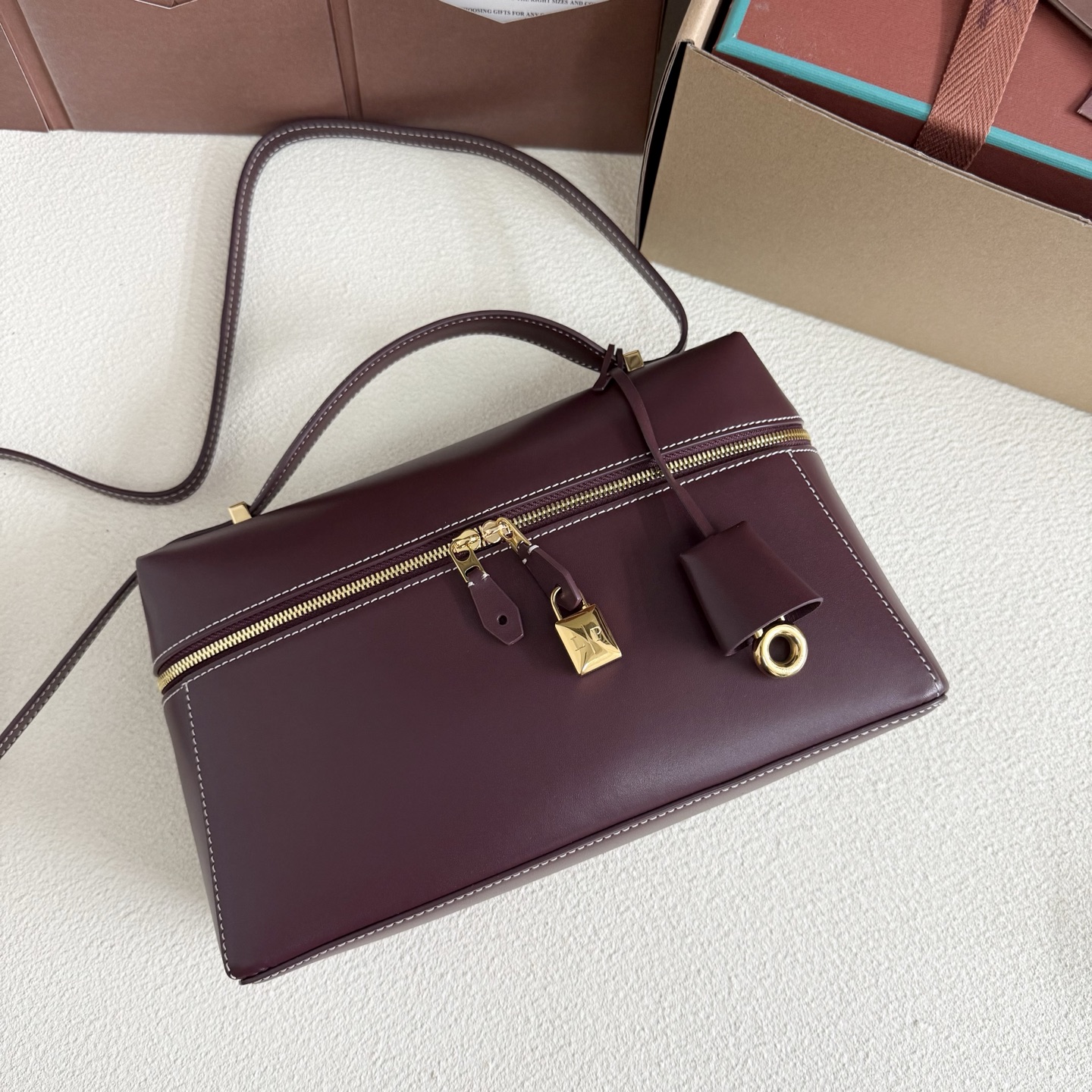 Extra bag L27 leather shoulder bag in brown - Loro Piana
