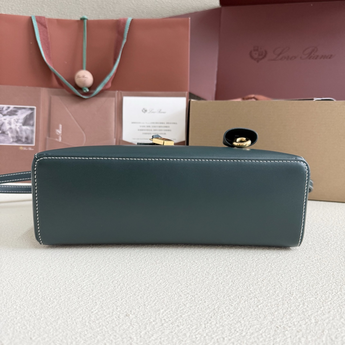 Loro Piana Extra Bag L27 Smooth Calfskin New Petrolio green dark| Loro Piana CC
