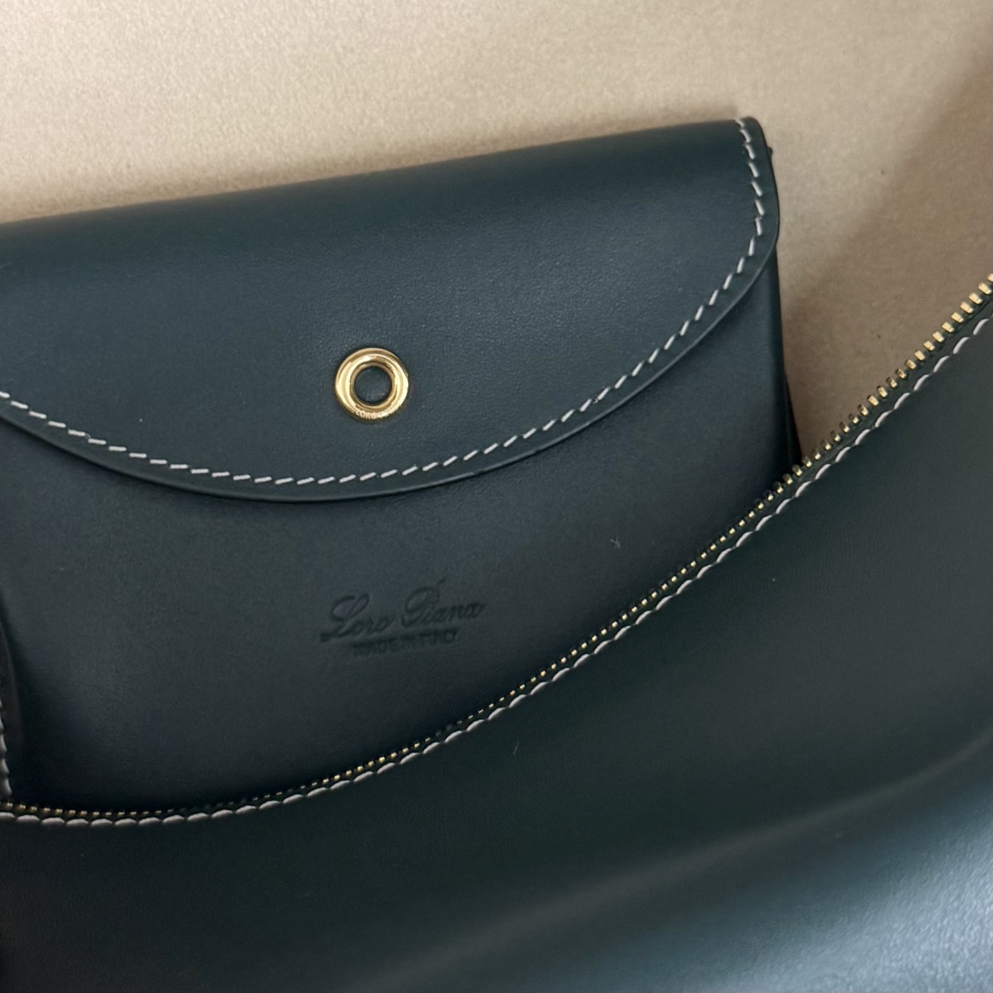 Loro Piana Extra Bag L27 Smooth Calfskin New Petrolio green dark| Loro Piana CC