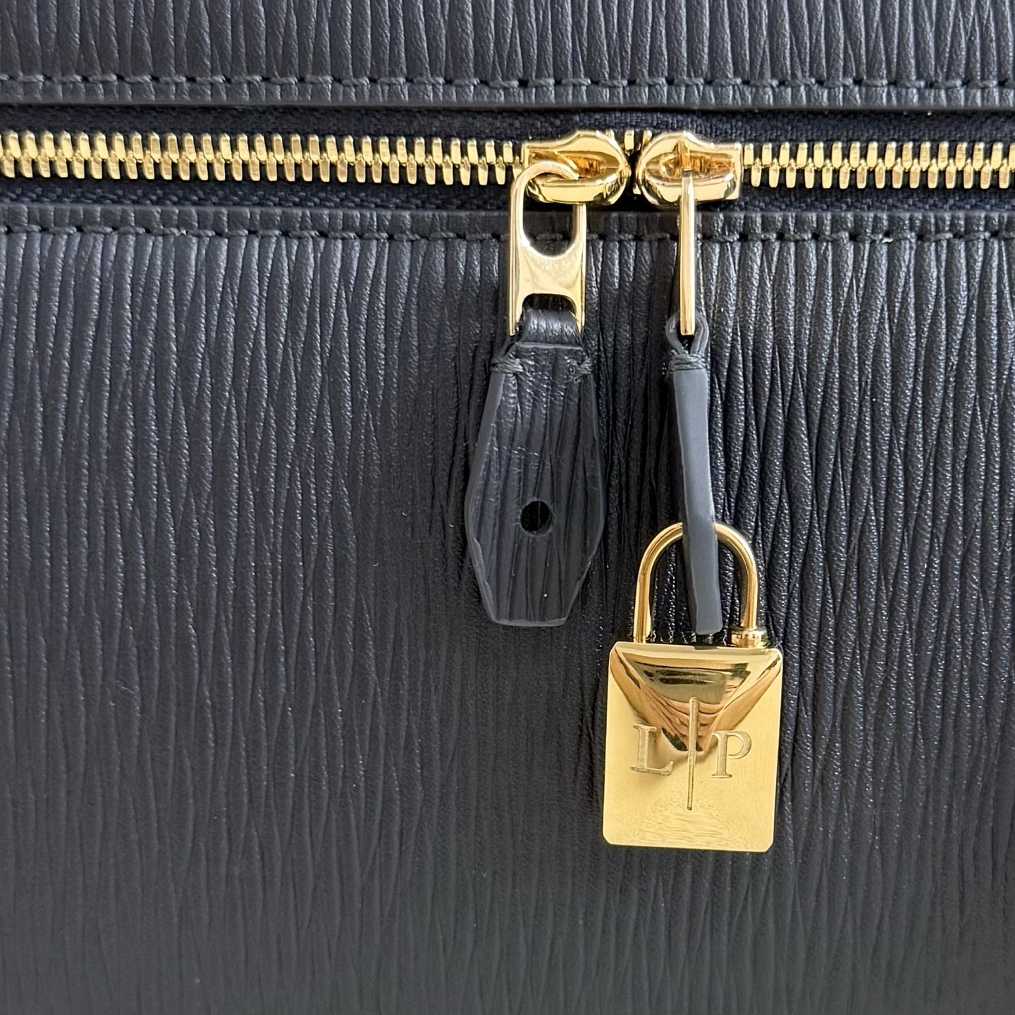 Loro Piana Extra Bag L27 Ox Leather Blue Navy/Sun Gold | Loro Piana US