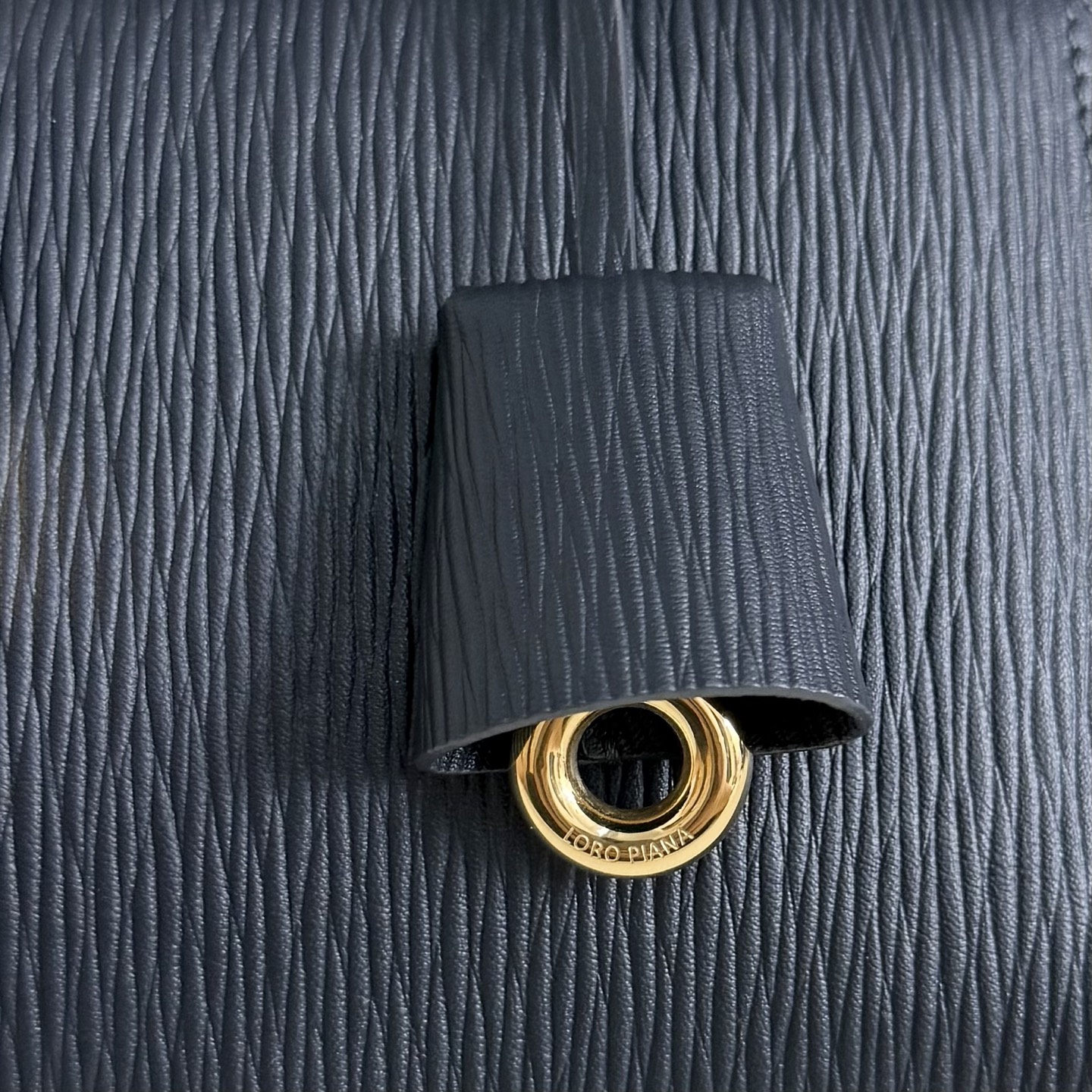 Loro Piana Extra Bag L27 Ox Leather Blue Navy/Sun Gold | Loro Piana US