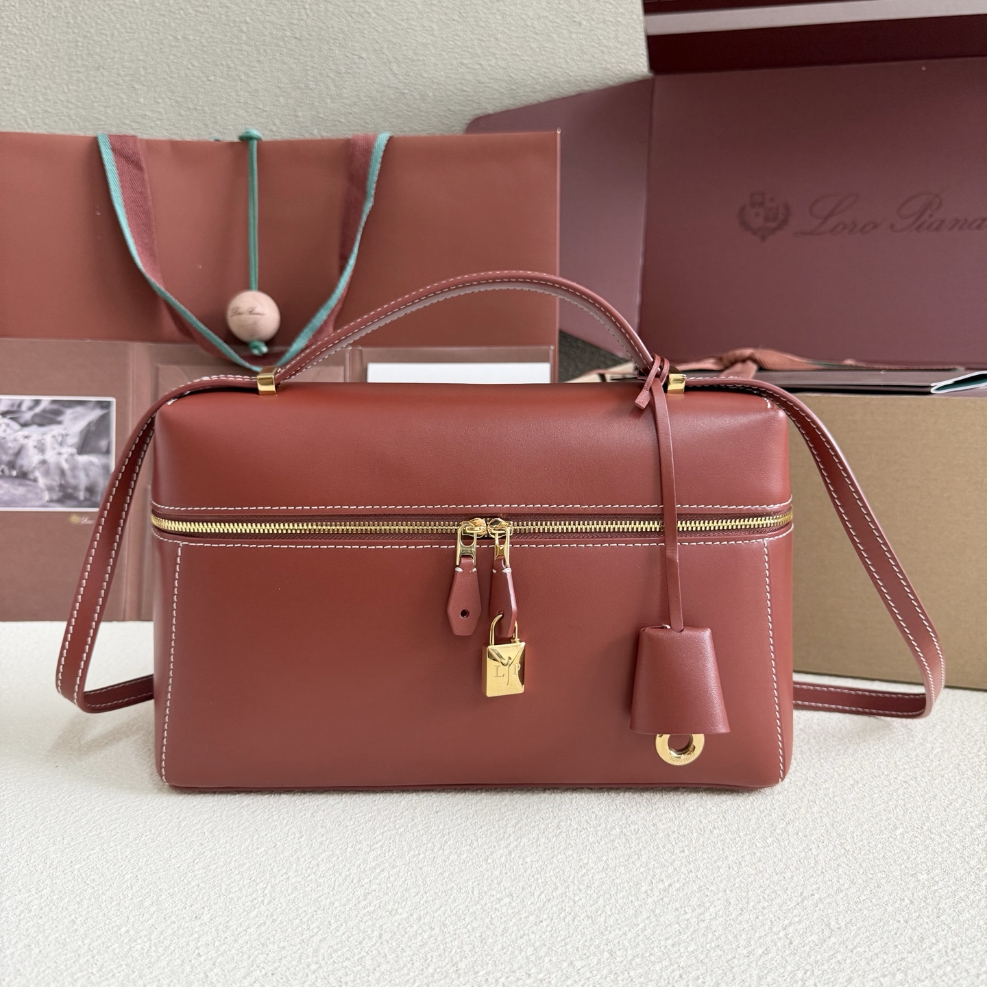 Loro Piana Extra Bag L27 Smooth Calfskin Deep Kummel | Loro Piana US