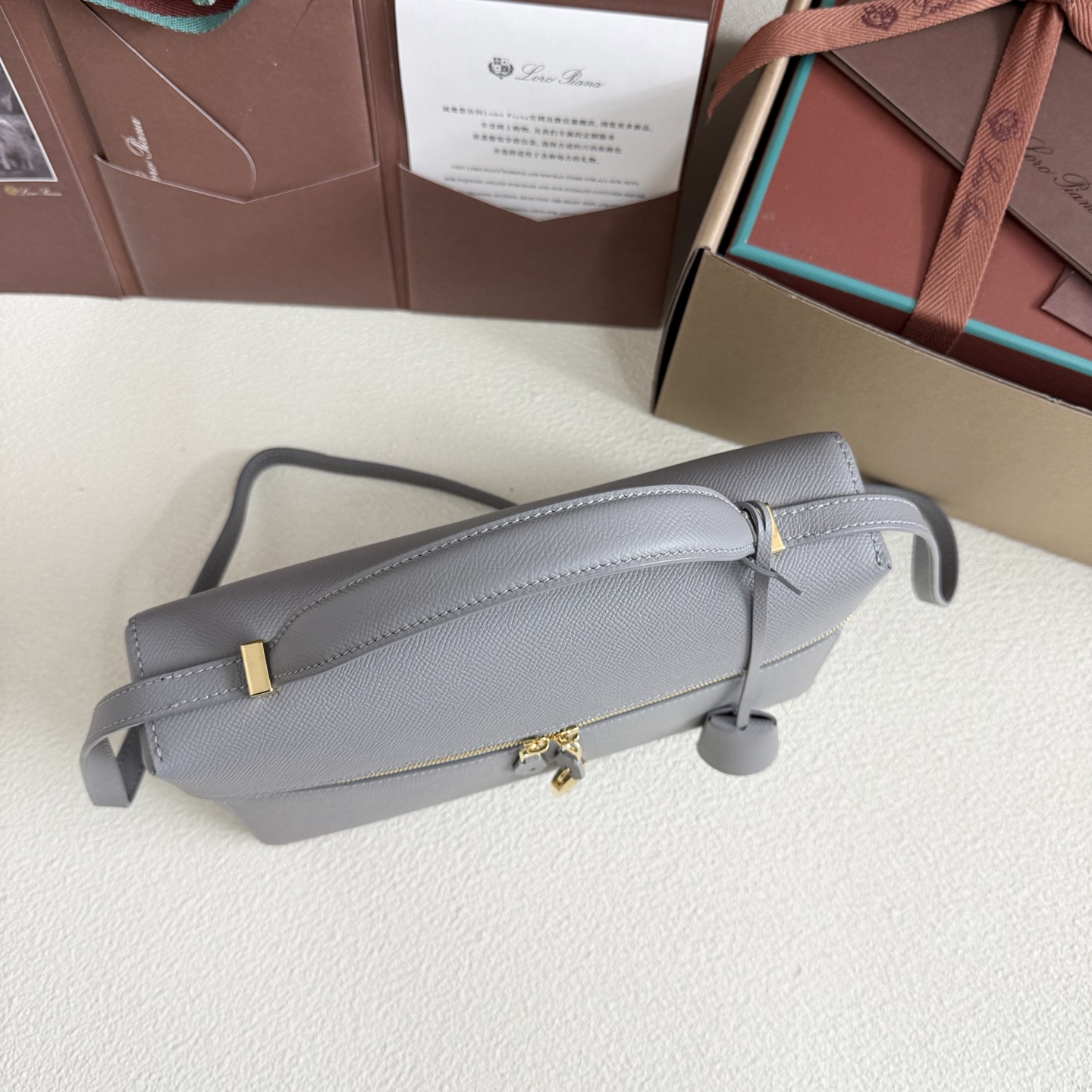 Loro Piana Leather Extra Bag L 27 - Grey Crossbody Bags, Loro Piana03109