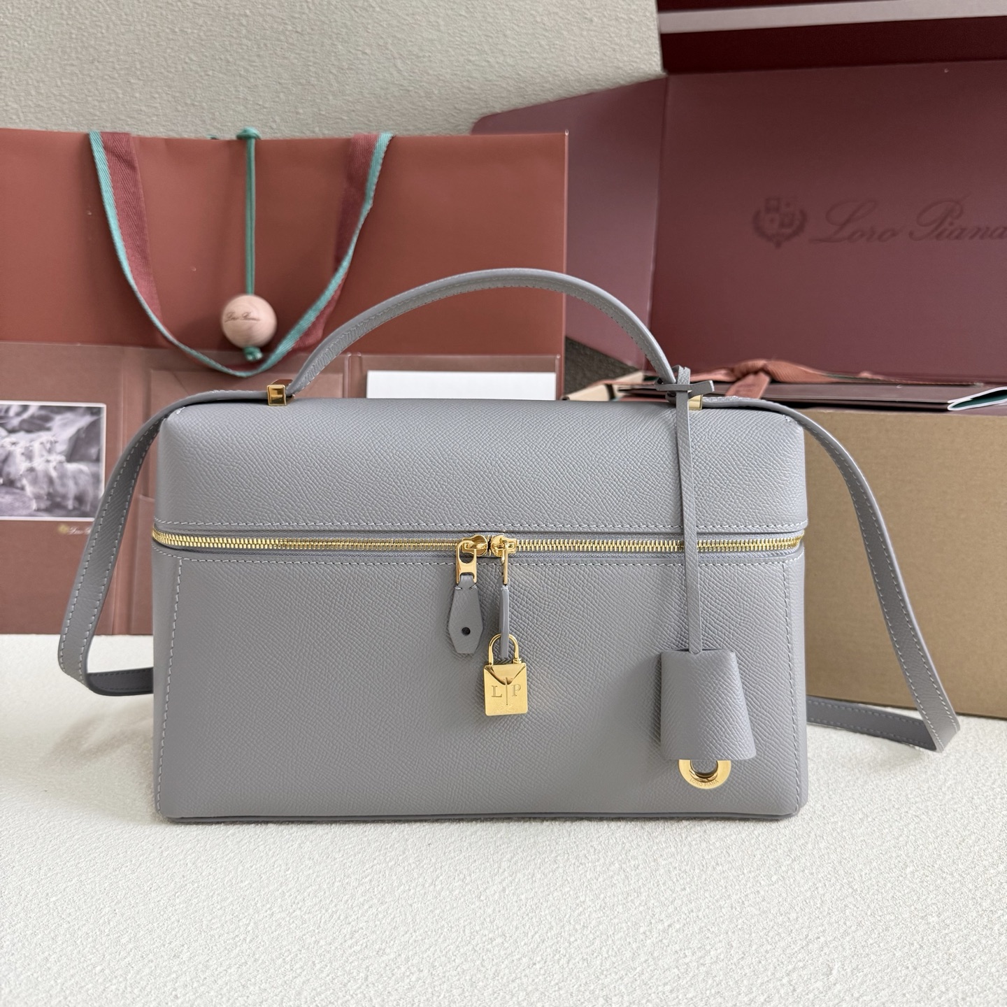 Loro Piana Leather Extra Bag L 27 – Grey Crossbody Bags, Loro Piana03109