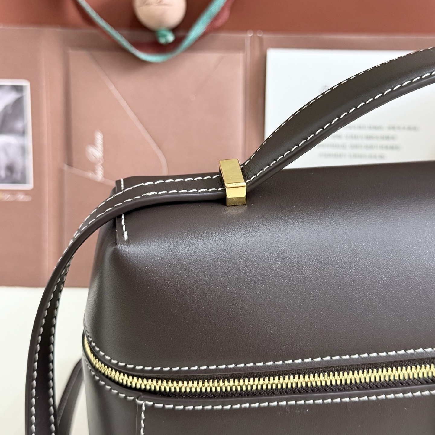 Loro Piana Extra Bag L27 Smooth Calfskin Dark Chocolate Licorice/Sun Loro Piana03149