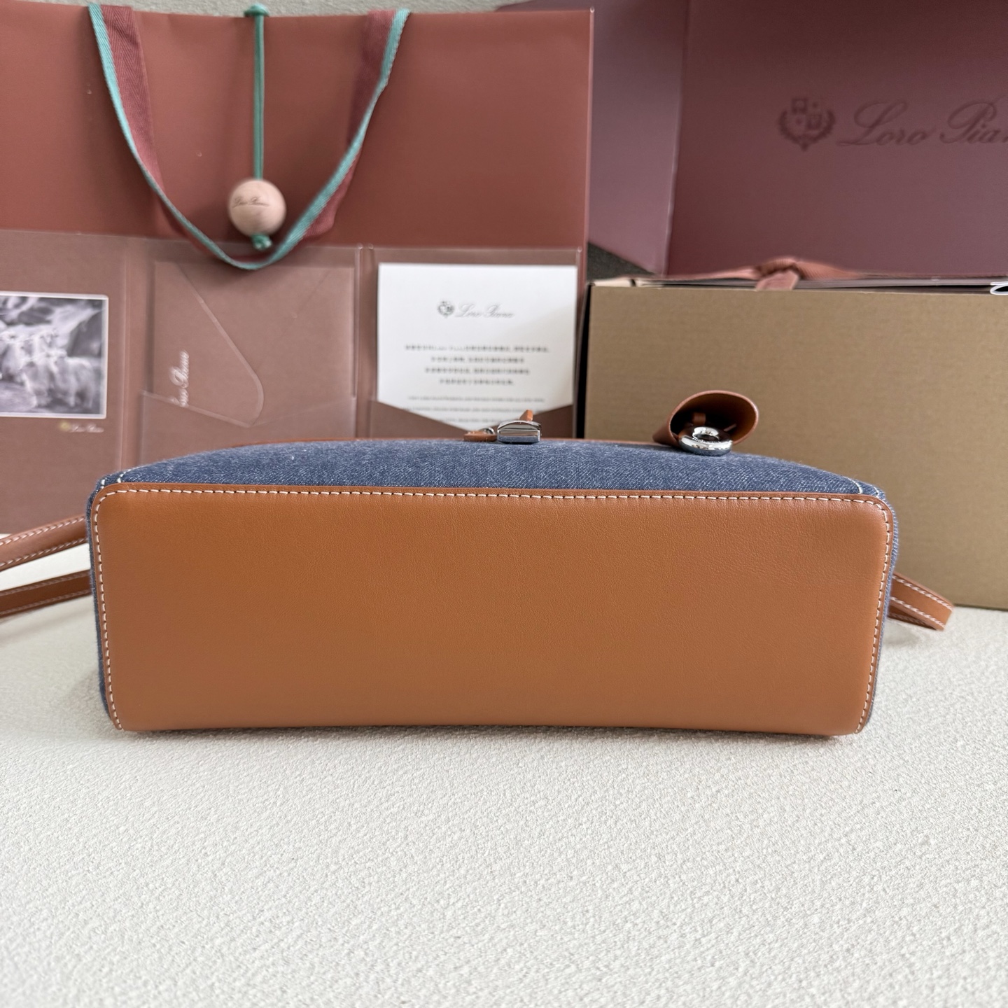 Loro Piana Extra Bag L27 Cotton SURGE BLUE/ WHEAT BRAN/