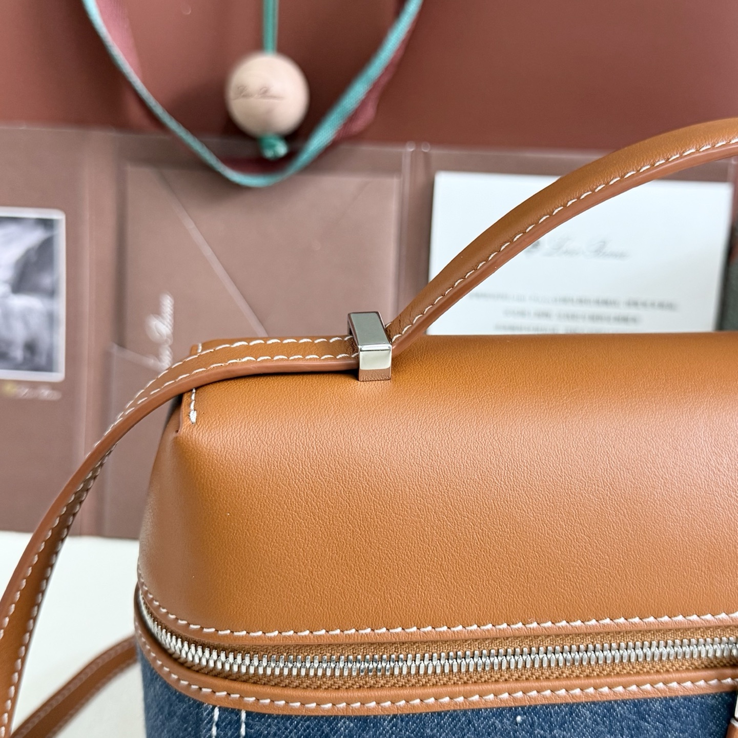 Loro Piana Extra Bag L27 Cotton SURGE BLUE/ WHEAT BRAN/