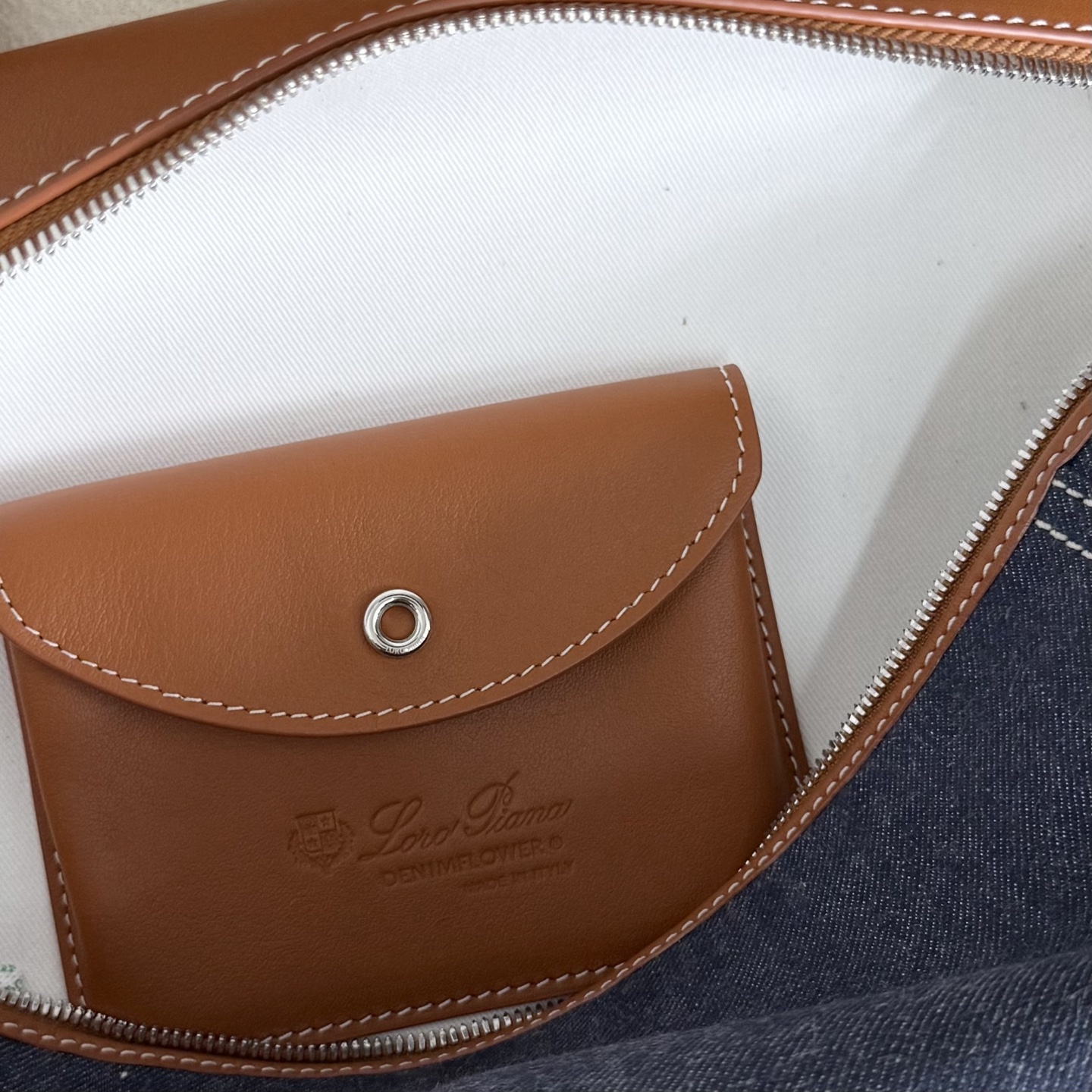 Loro Piana Extra Bag L27 Cotton SURGE BLUE/ WHEAT BRAN/