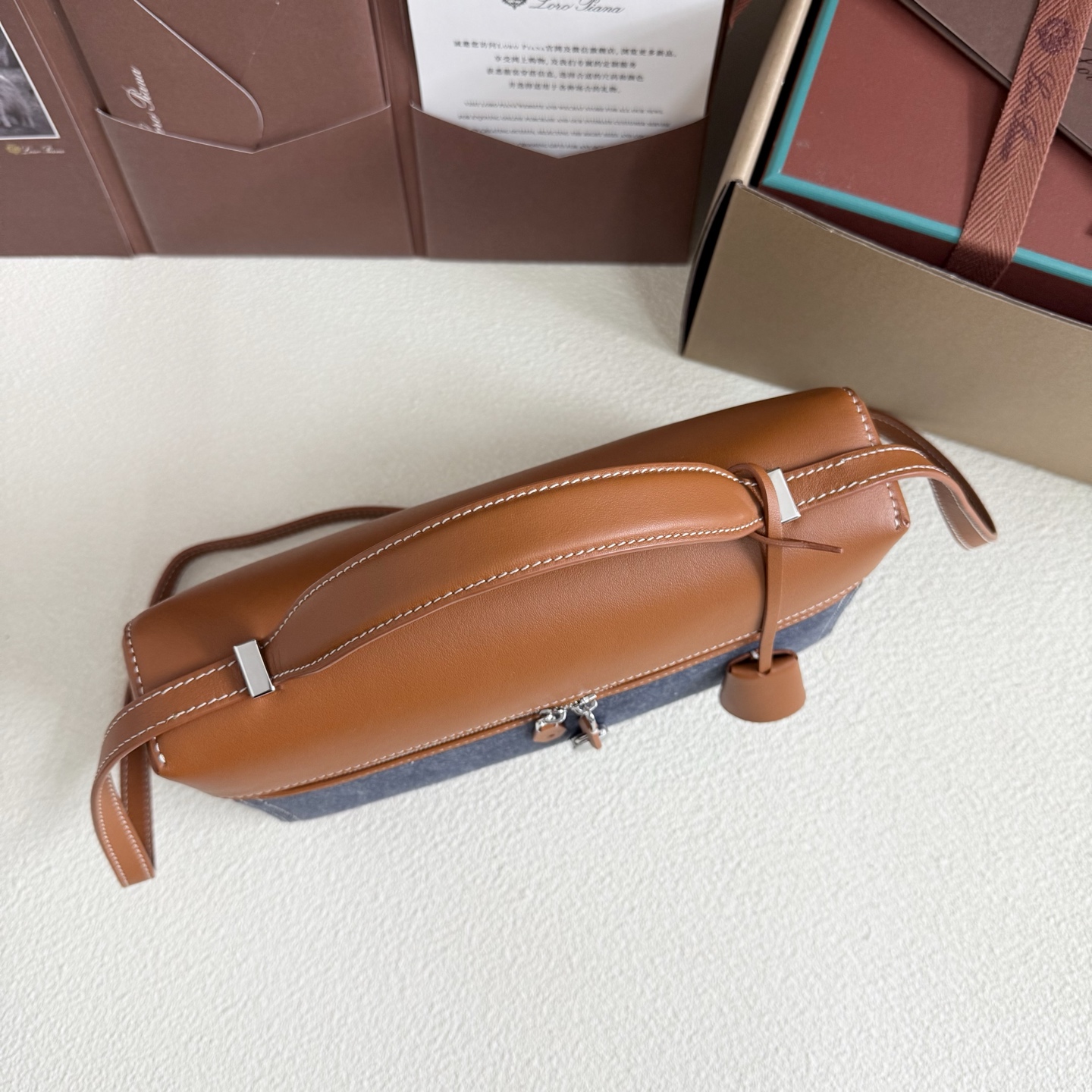 Loro Piana Extra Bag L27 Cotton SURGE BLUE/ WHEAT BRAN/