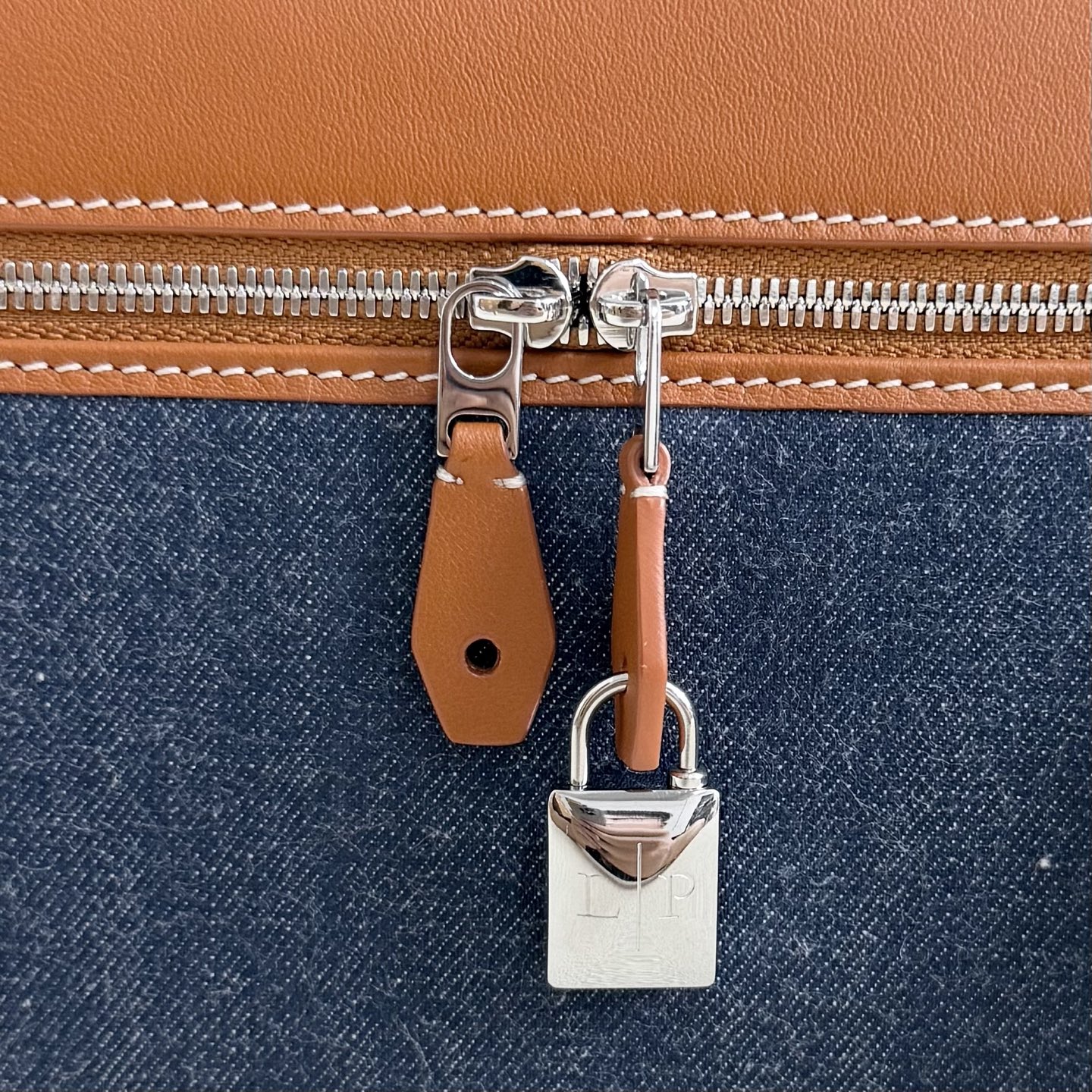 Loro Piana Extra Bag L27 Cotton SURGE BLUE/ WHEAT BRAN/