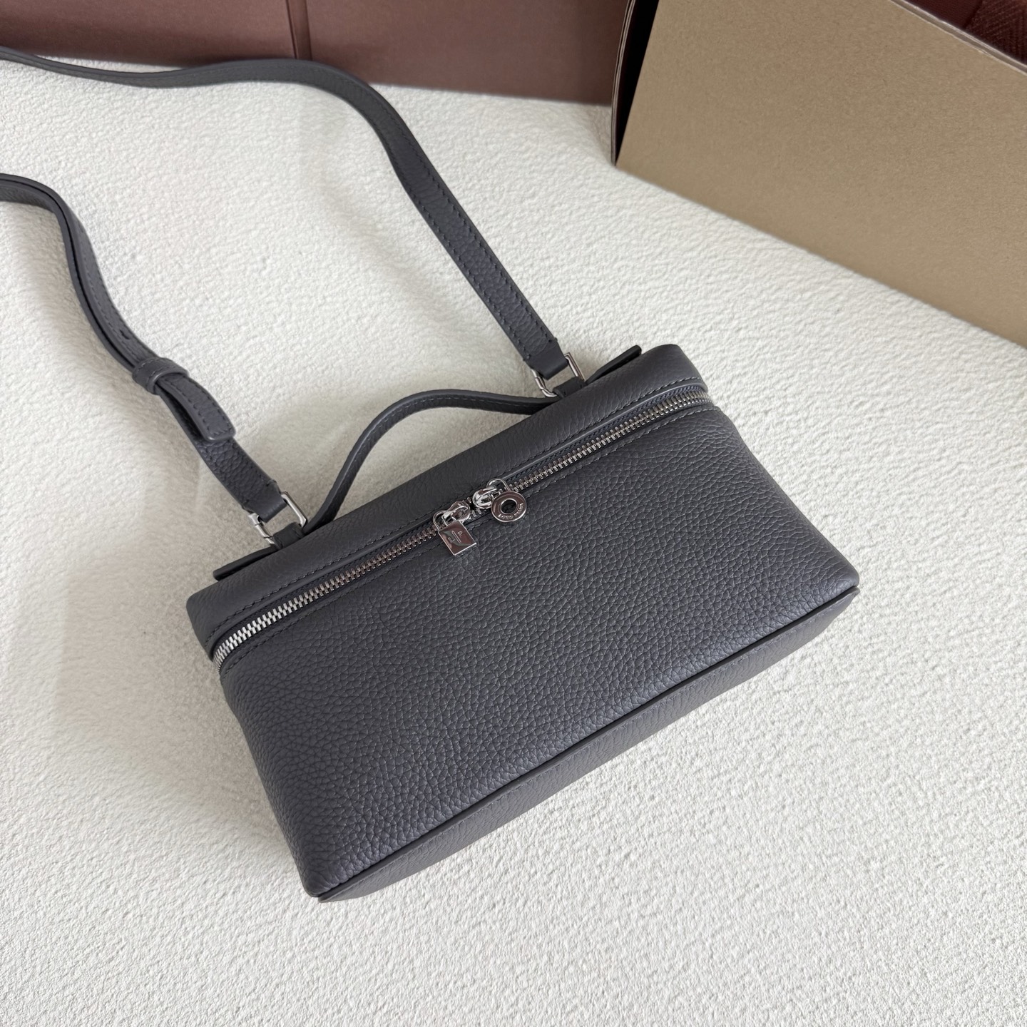 Extra pocket leather handbag Loro Piana gray in Leather - 43707447