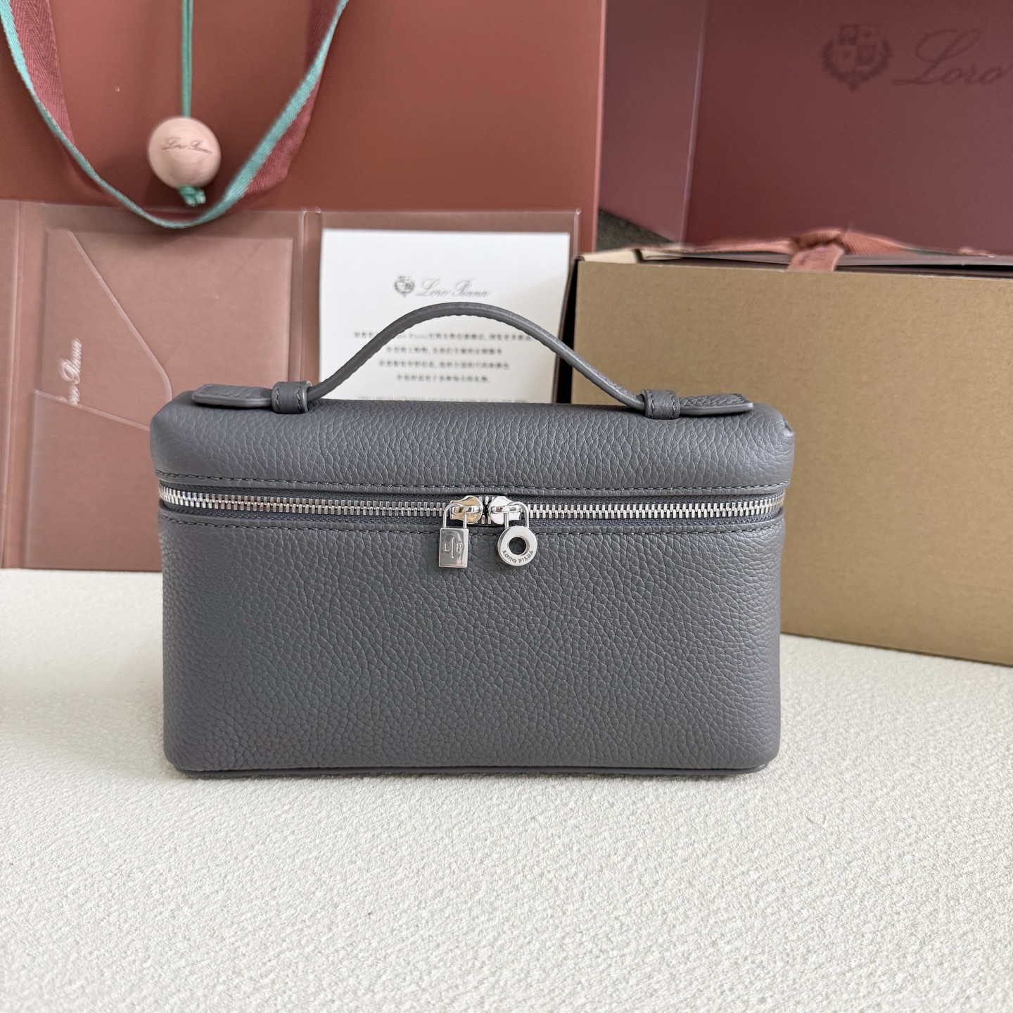 Extra pocket leather handbag Loro Piana gray in Leather – 43707447