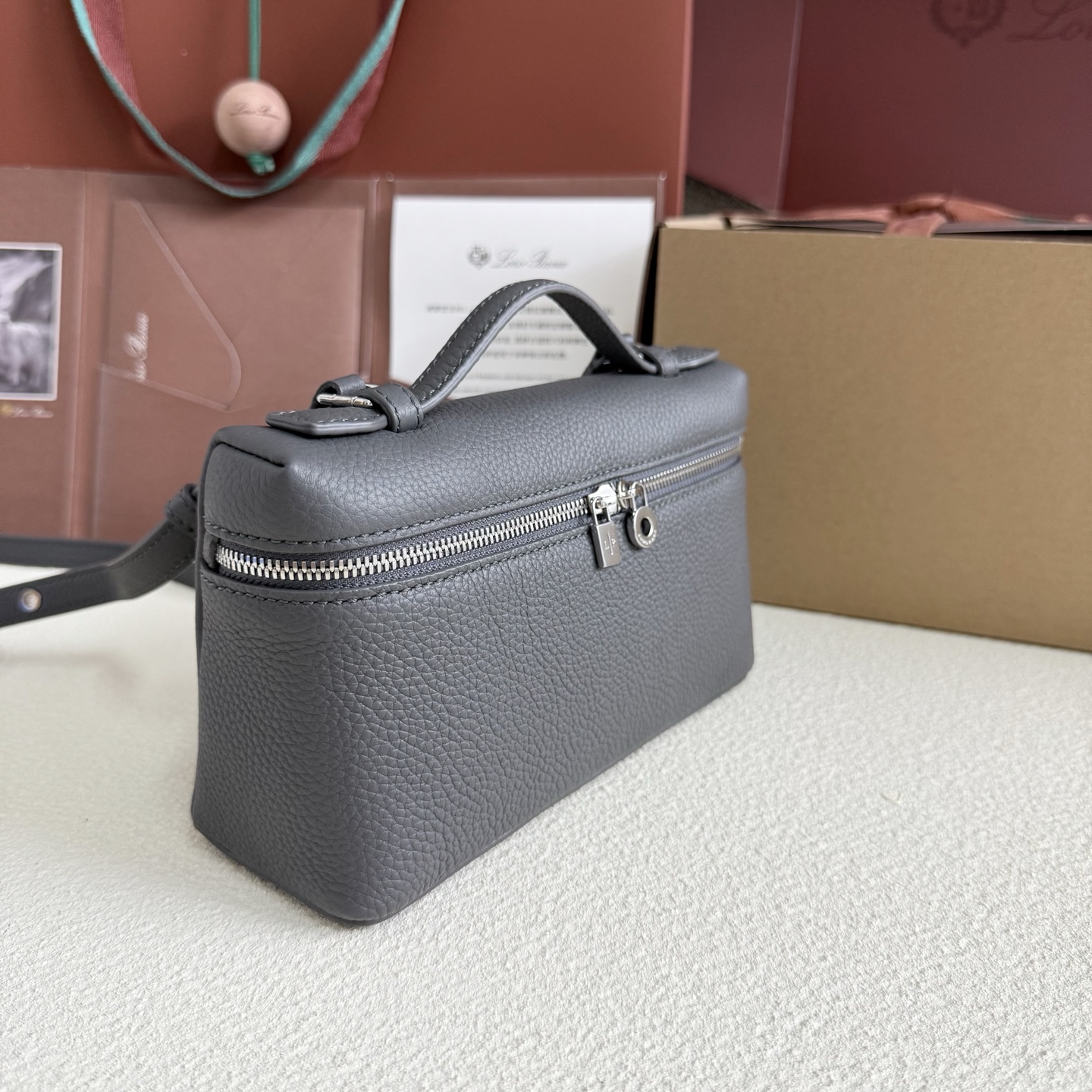 Extra pocket leather handbag Loro Piana gray in Leather - 43707447