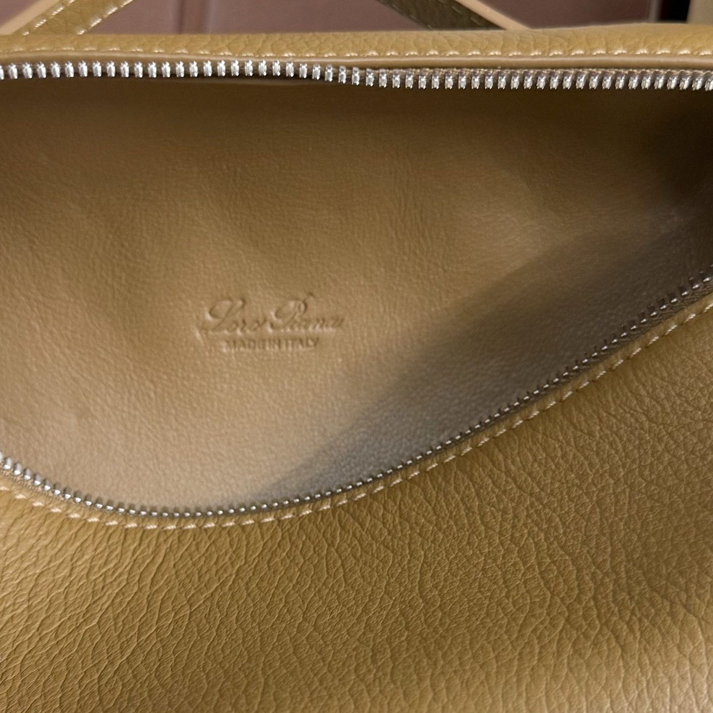 Loro Piana Extra Pocket L19 Leather Pouch In Warm Mastic  Loro Piana