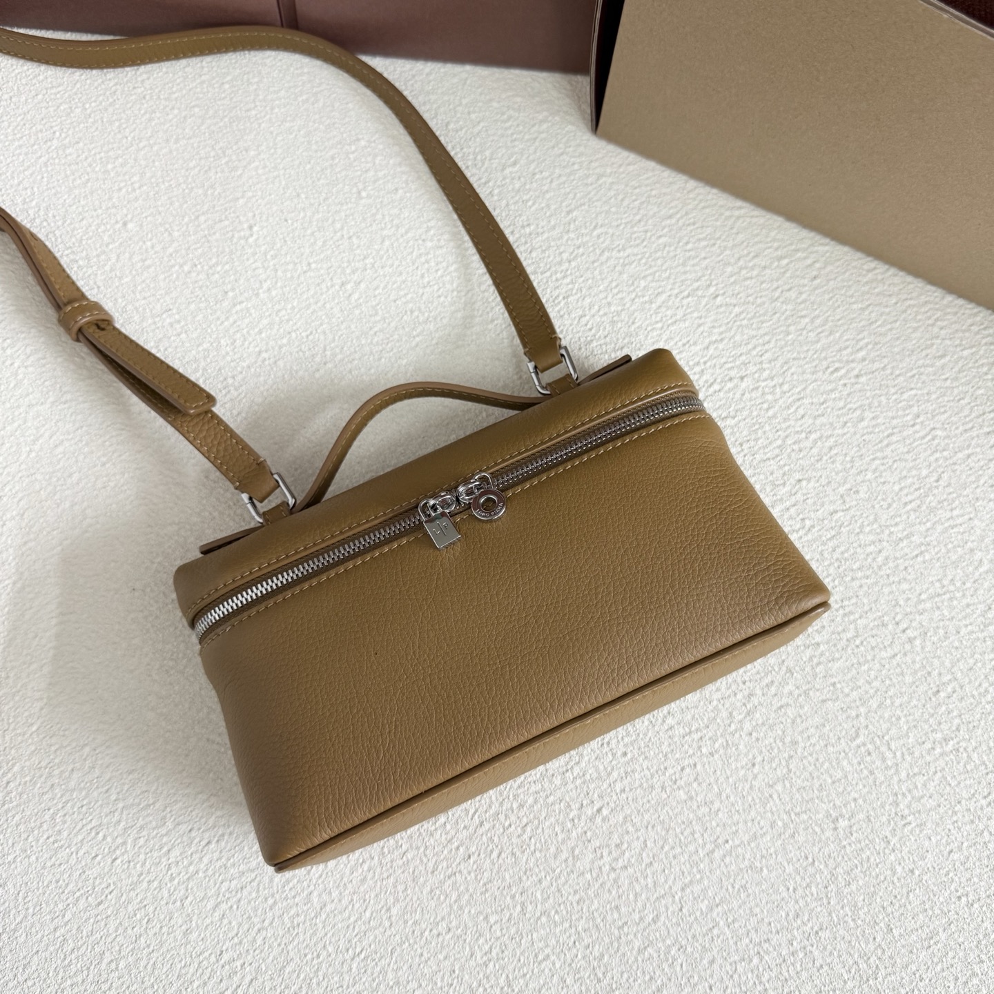 Loro Piana Extra Pocket L19 Leather Pouch In Warm Mastic  Loro Piana