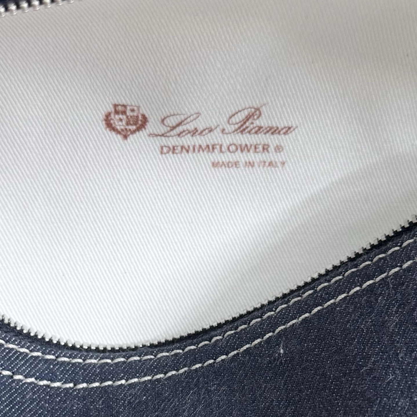 LORO PIANA Denim L19 Extra Pocket Pouch Blue Warm Tan 1591726
