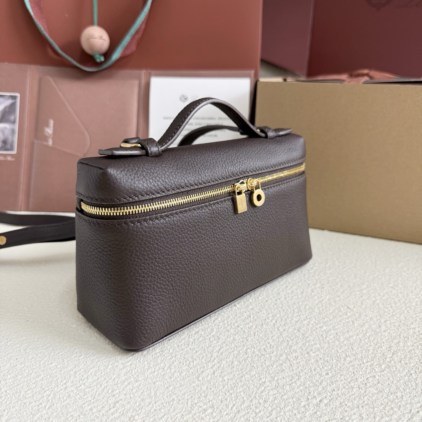 Extra pocket leather handbag Loro Piana Burgundy in Leather - 56616613