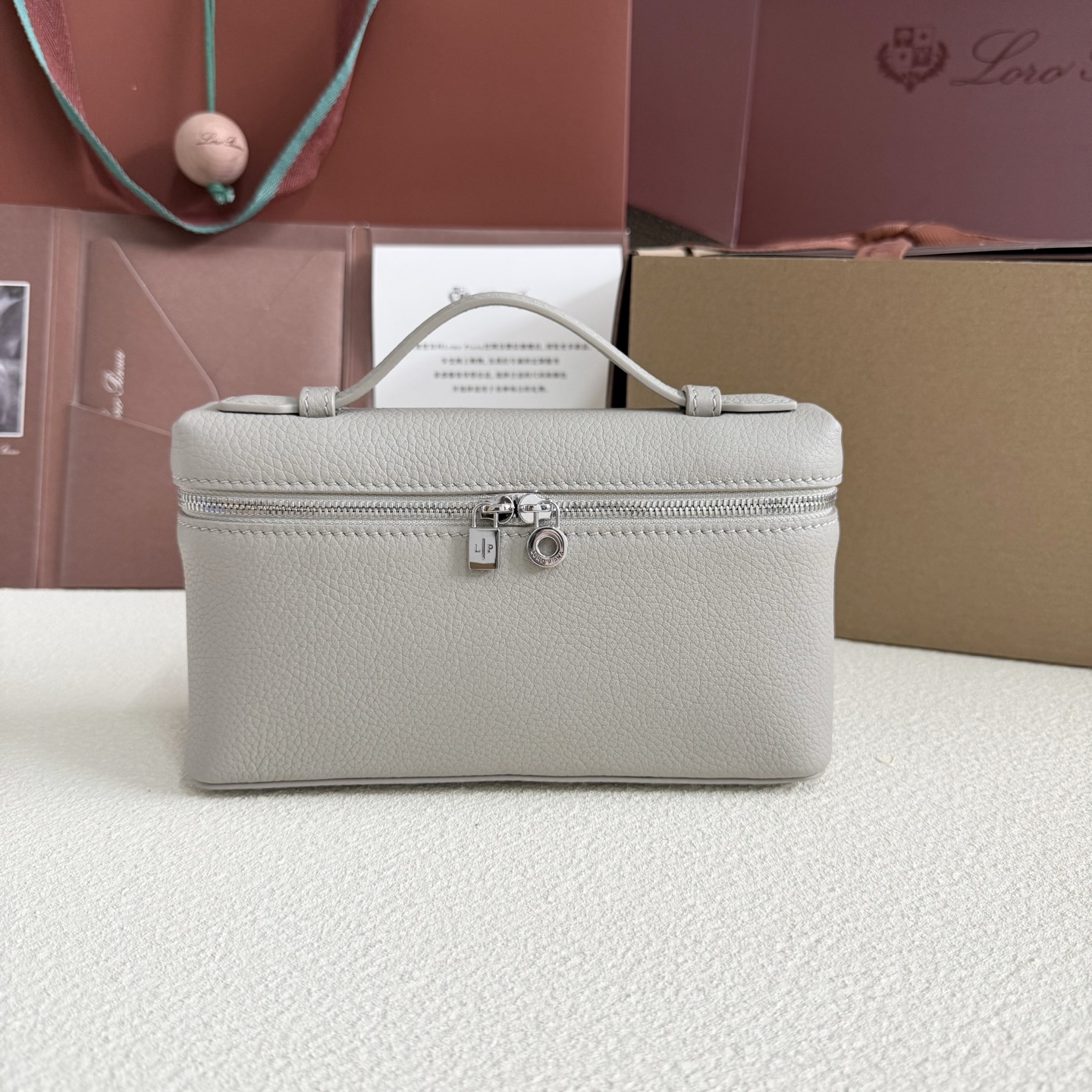 Loro Piana White Pocket 19 Clutch Mini Hand Bag with