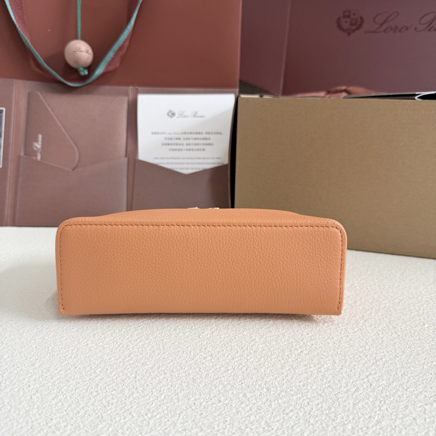 Extra pocket leather crossbody bag Loro Piana Orange in