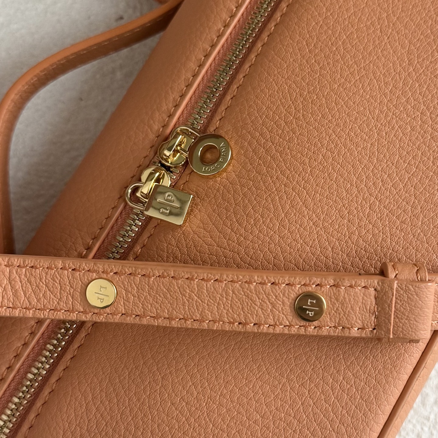 Extra pocket leather crossbody bag Loro Piana Orange in