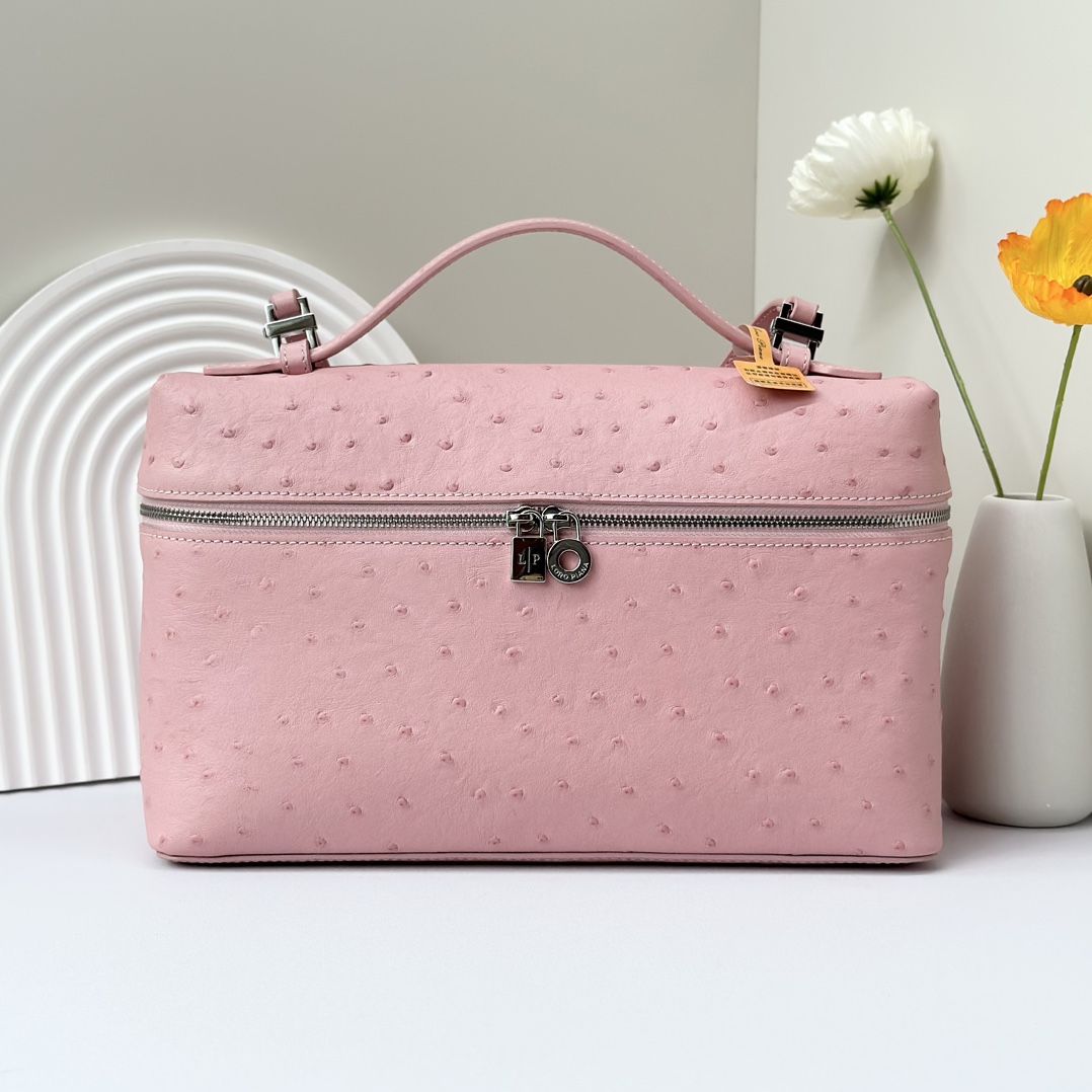 Extra pocket ostrich crossbody bag Loro Piana Pink in Ostrich