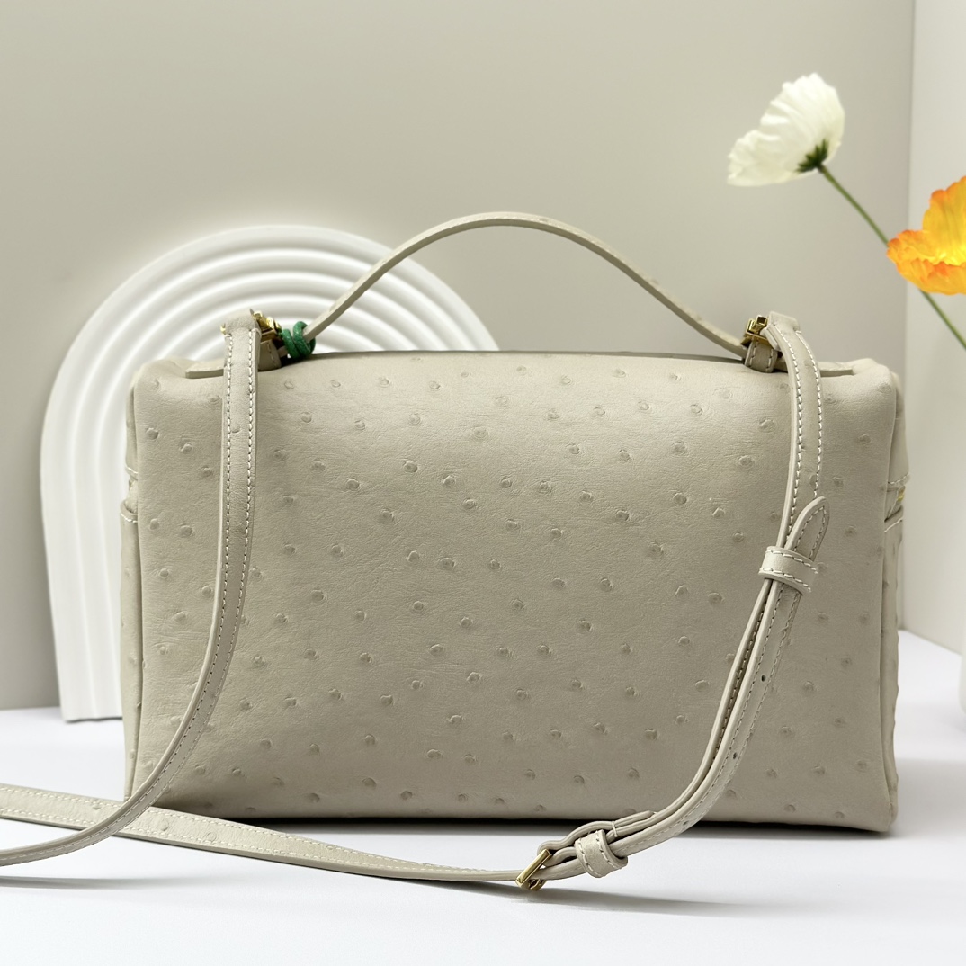 Extra pocket exotic leathers handbag Loro Piana Grey in