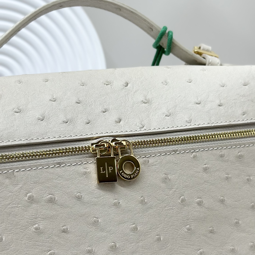 Extra pocket exotic leathers handbag Loro Piana Grey in